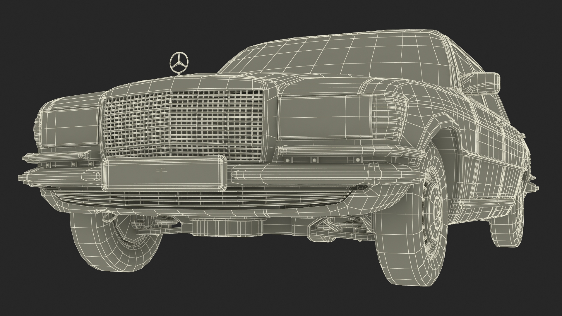 3D model Classic Mercedes Benz 350 SE Green Simplified