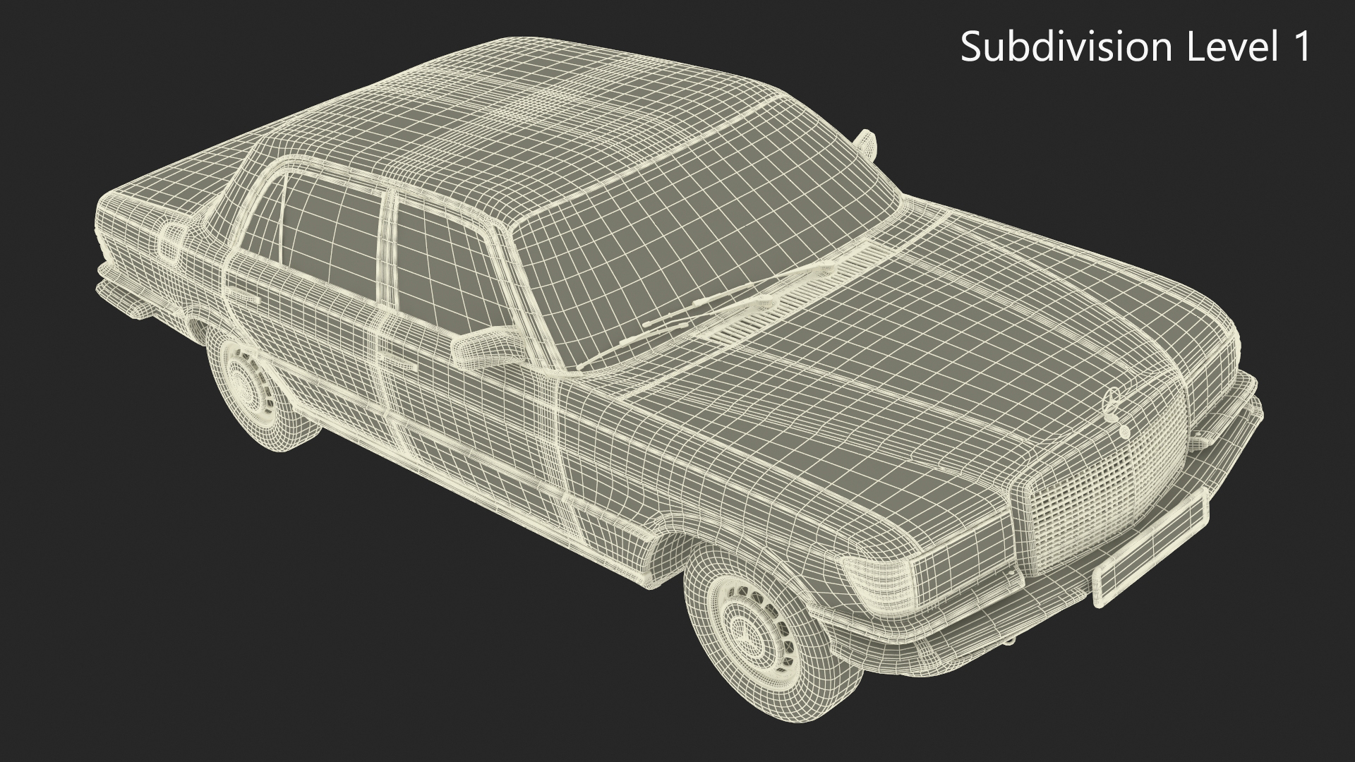 3D model Classic Mercedes Benz 350 SE Green Simplified