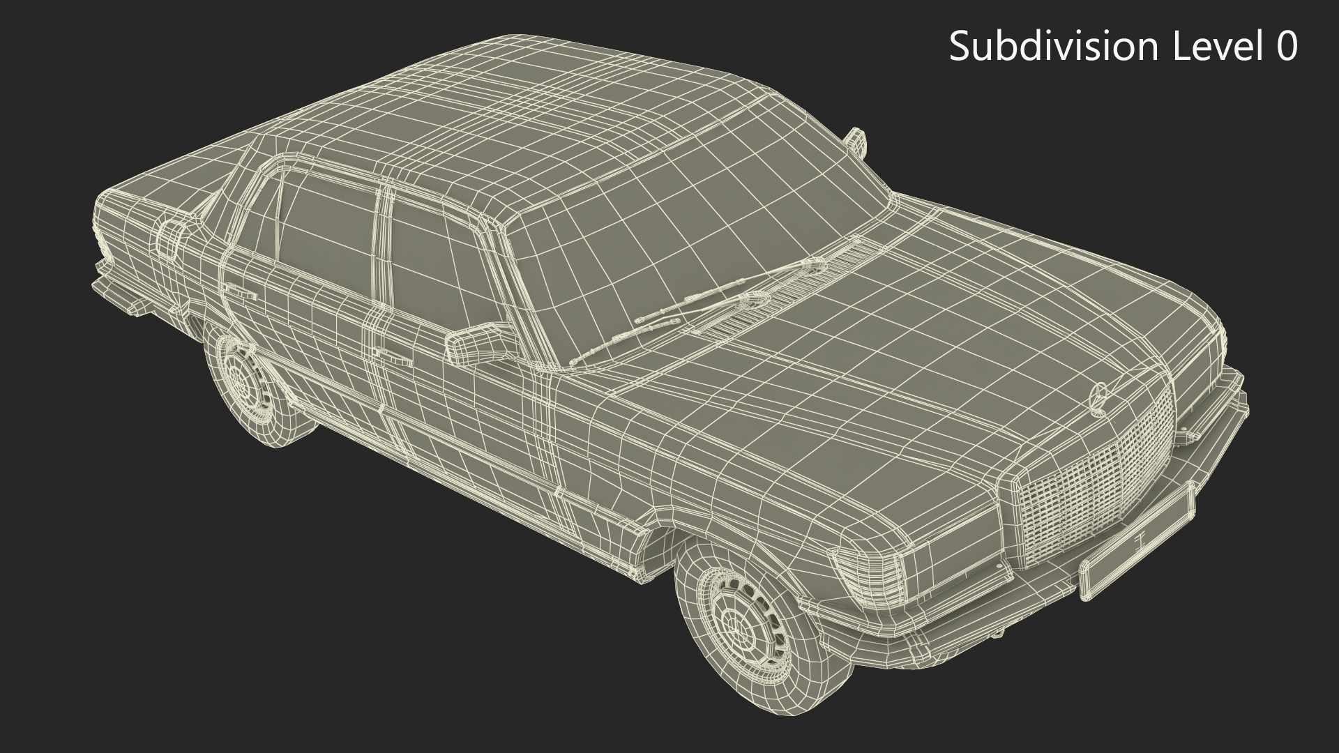 3D model Classic Mercedes Benz 350 SE Green Simplified