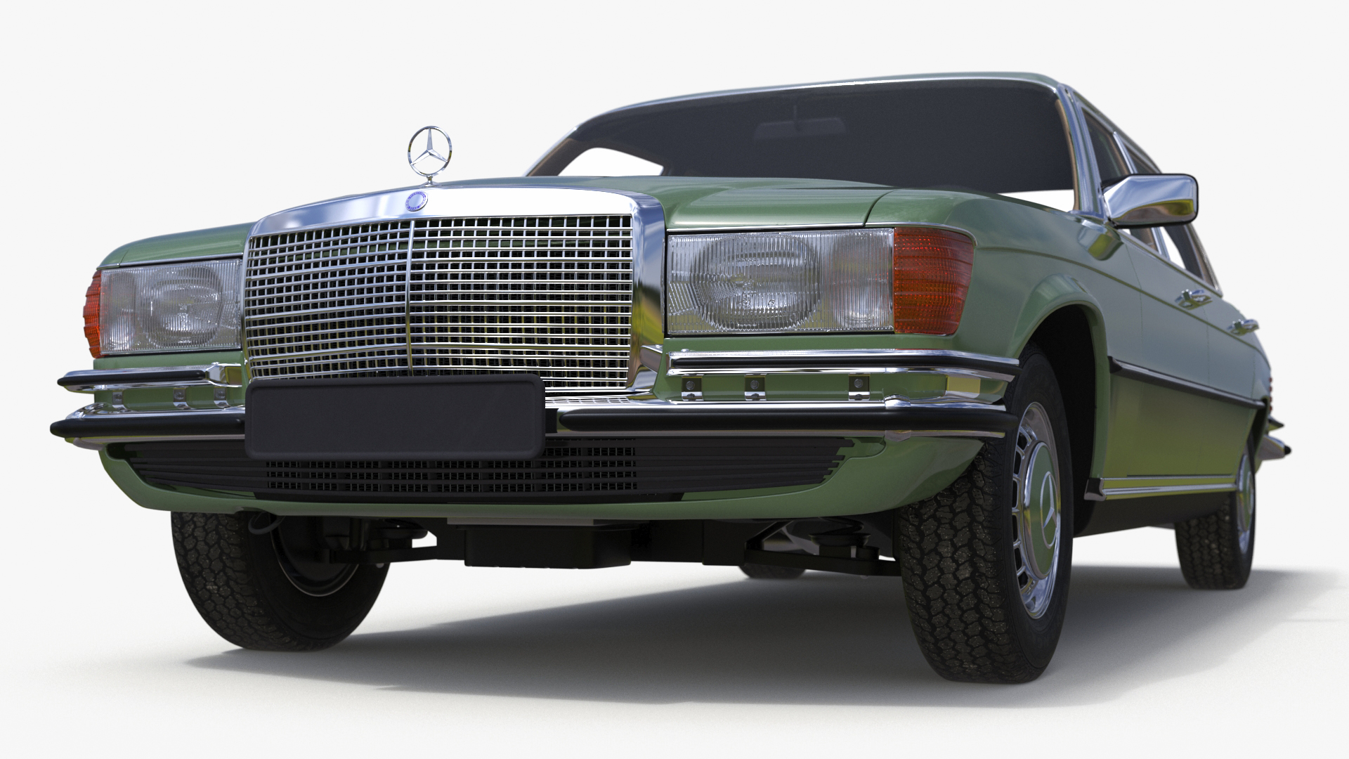 3D model Classic Mercedes Benz 350 SE Green Simplified