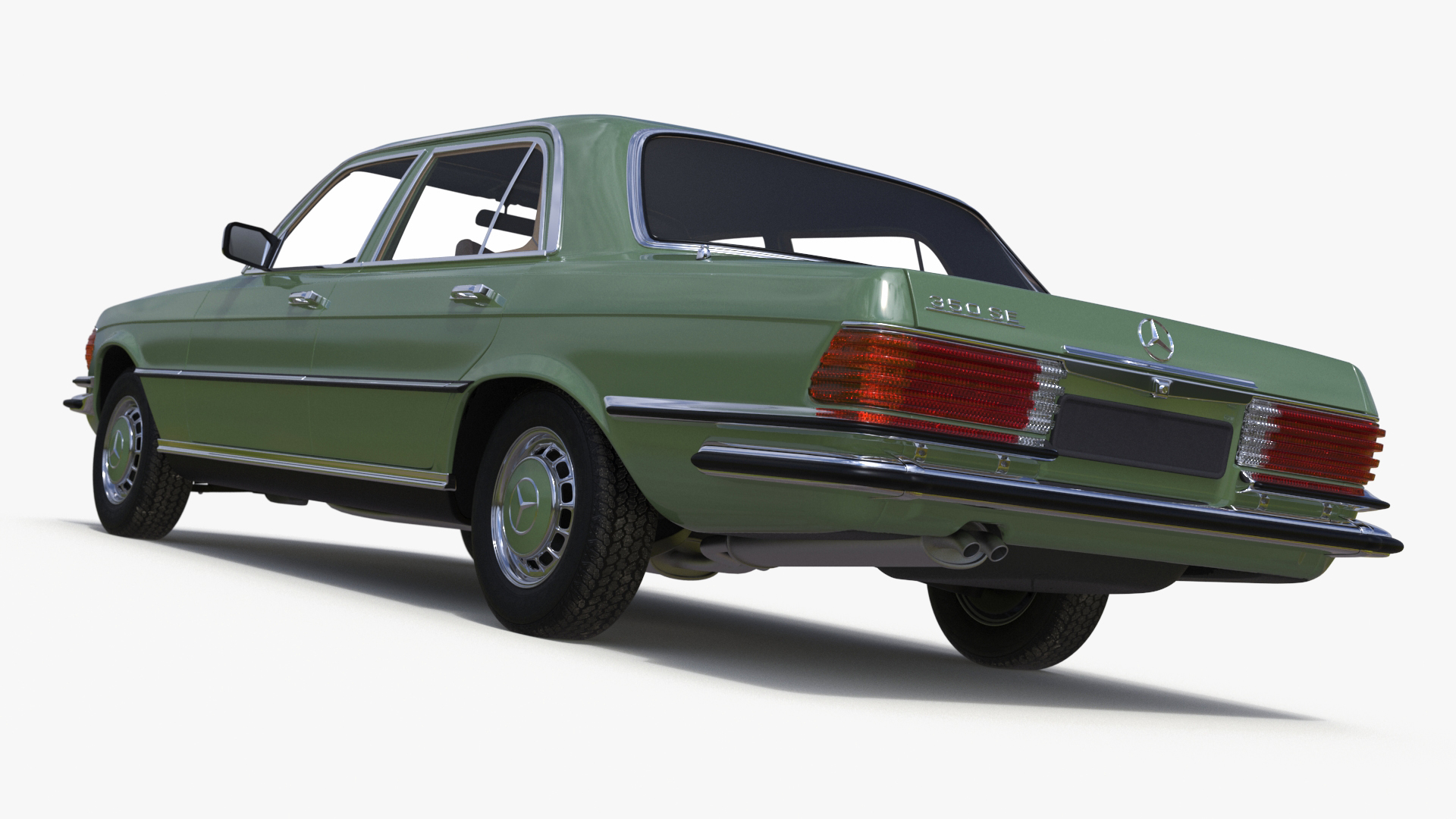 3D model Classic Mercedes Benz 350 SE Green Simplified