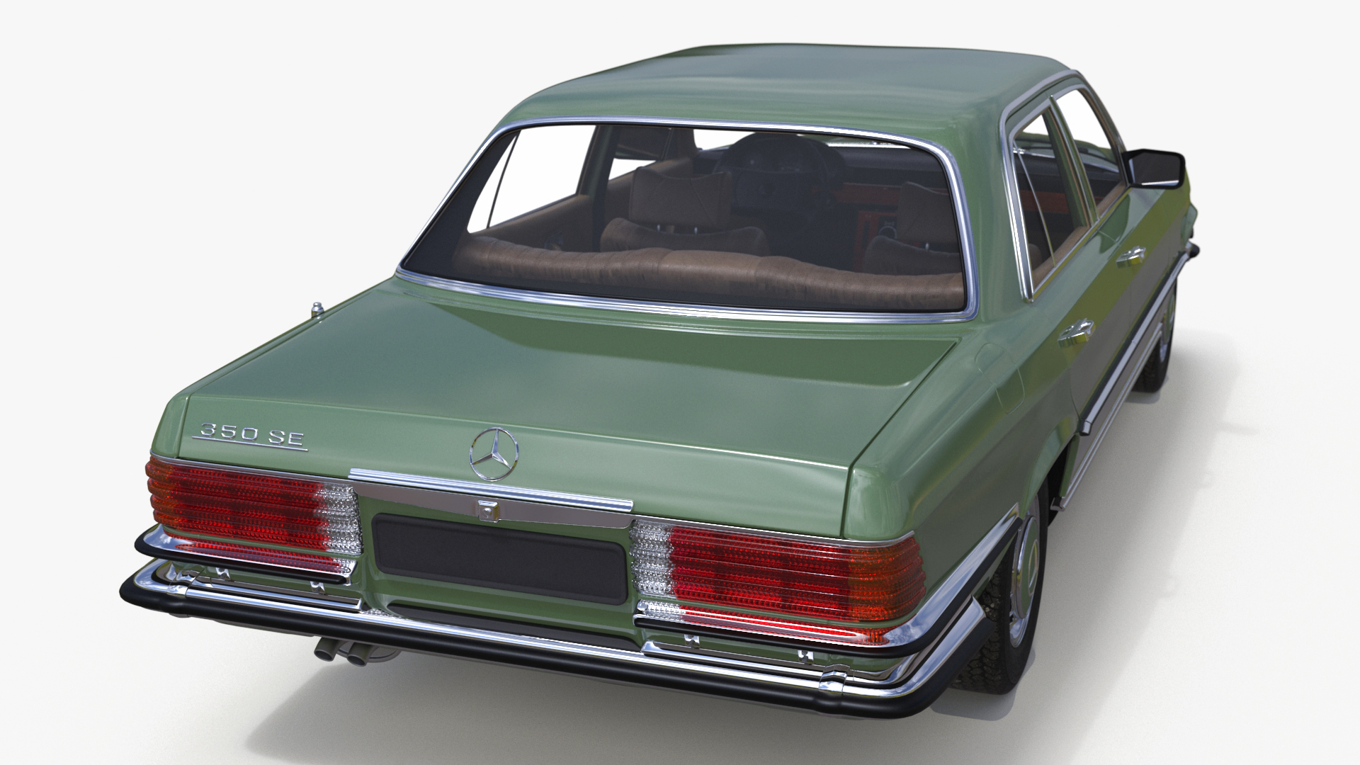 3D model Classic Mercedes Benz 350 SE Green Simplified