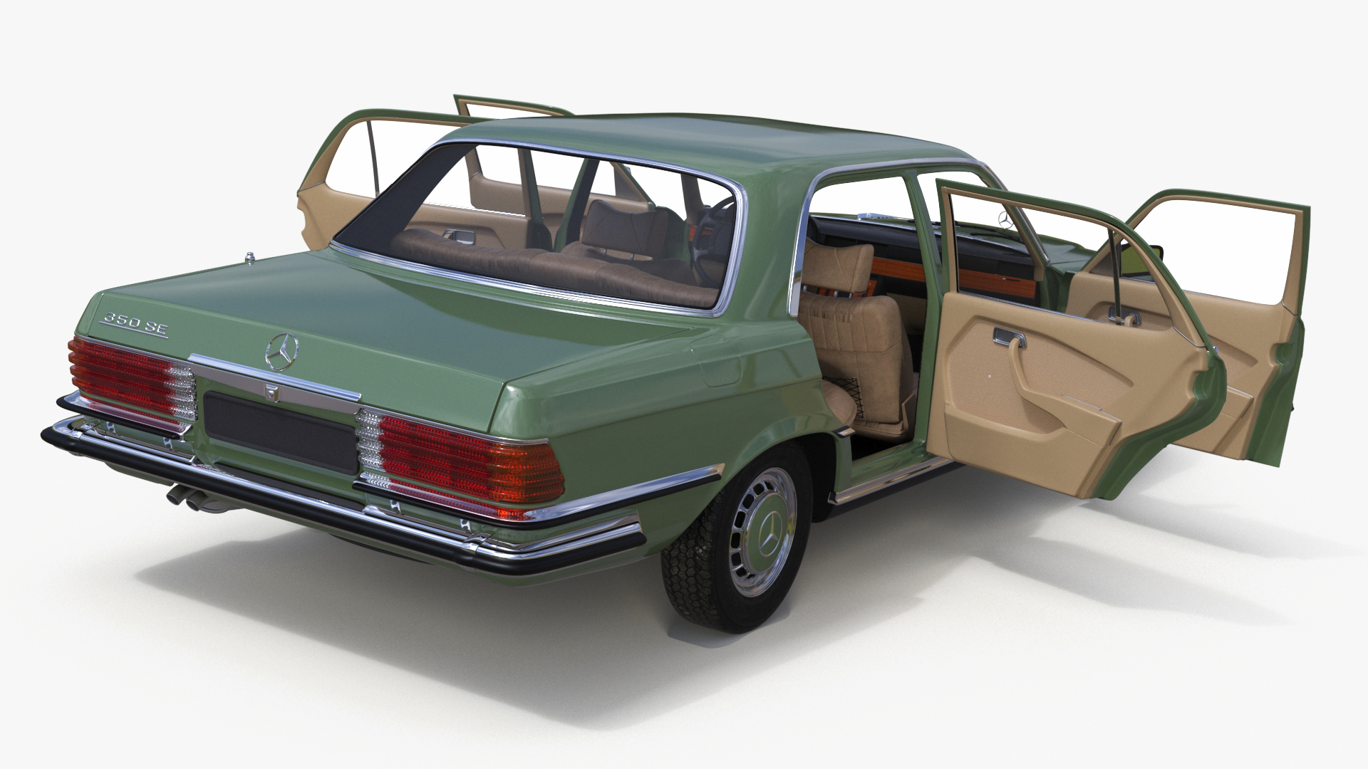 3D model Classic Mercedes Benz 350 SE Green Simplified