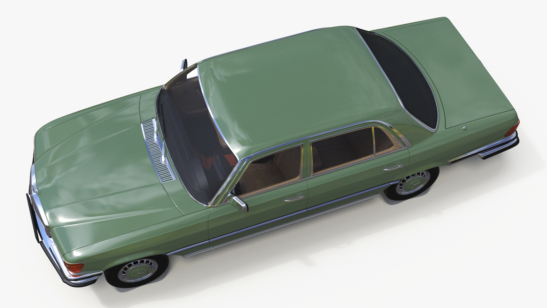 3D model Classic Mercedes Benz 350 SE Green Simplified