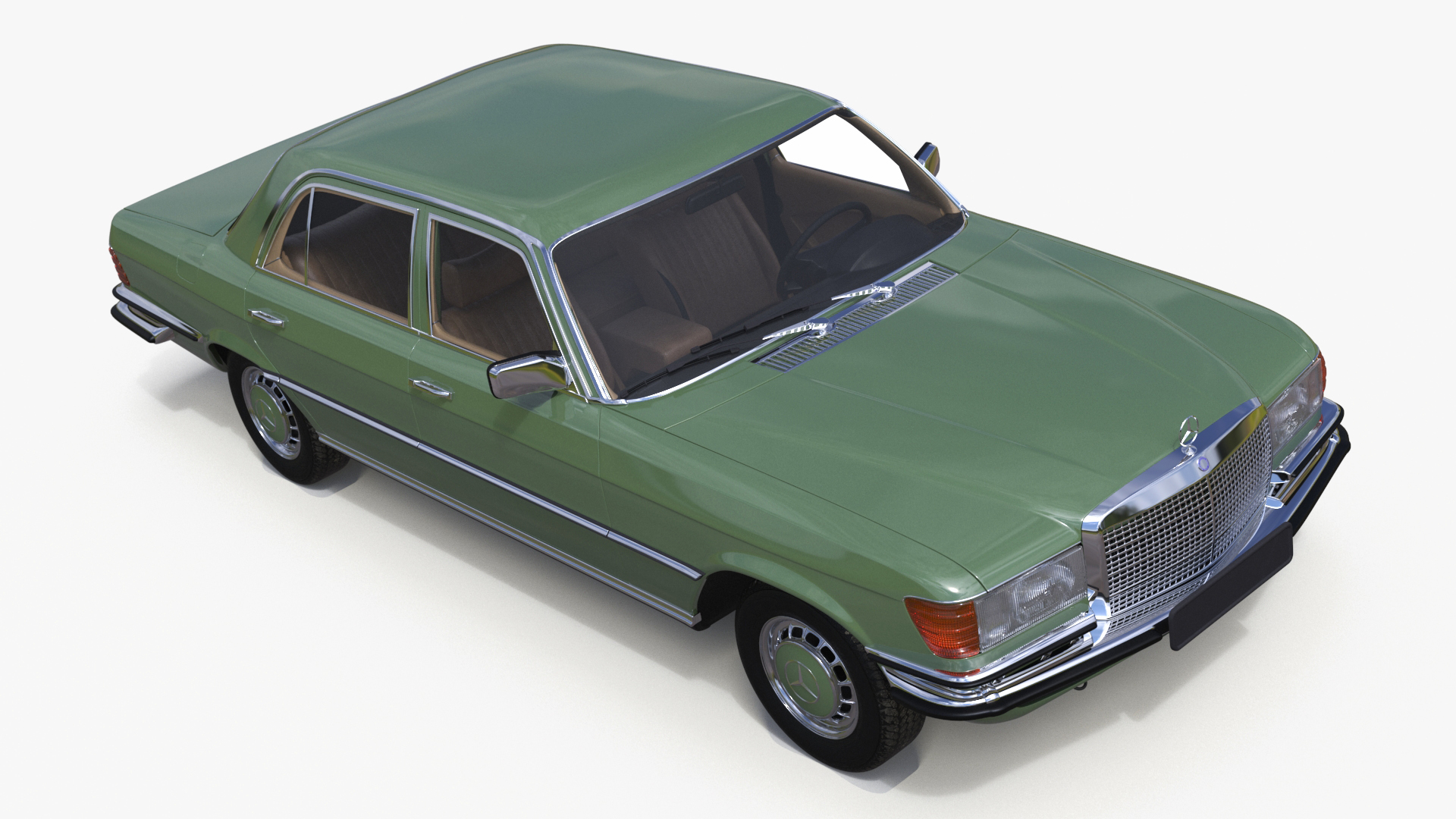 3D model Classic Mercedes Benz 350 SE Green Simplified