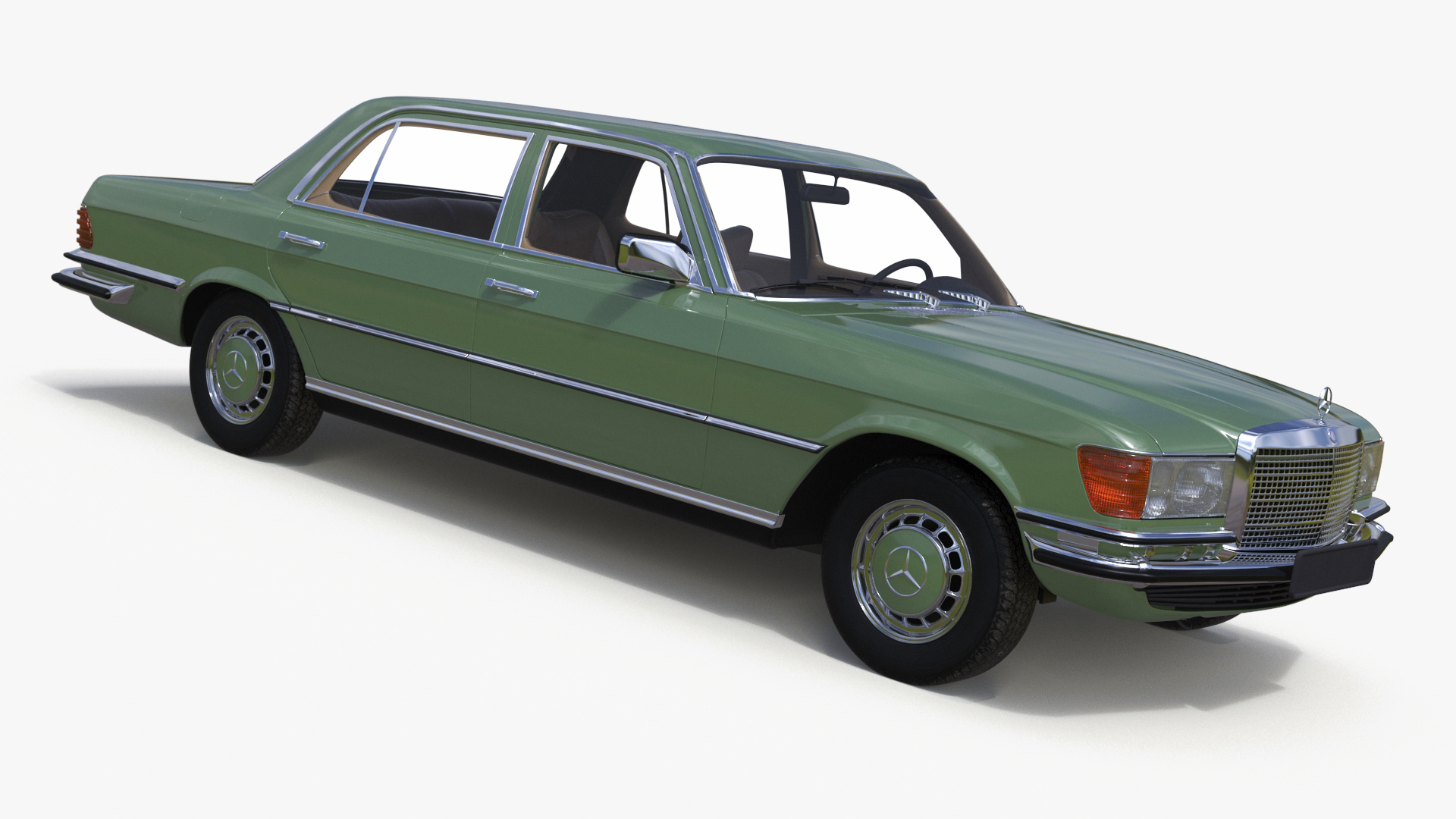 3D model Classic Mercedes Benz 350 SE Green Simplified