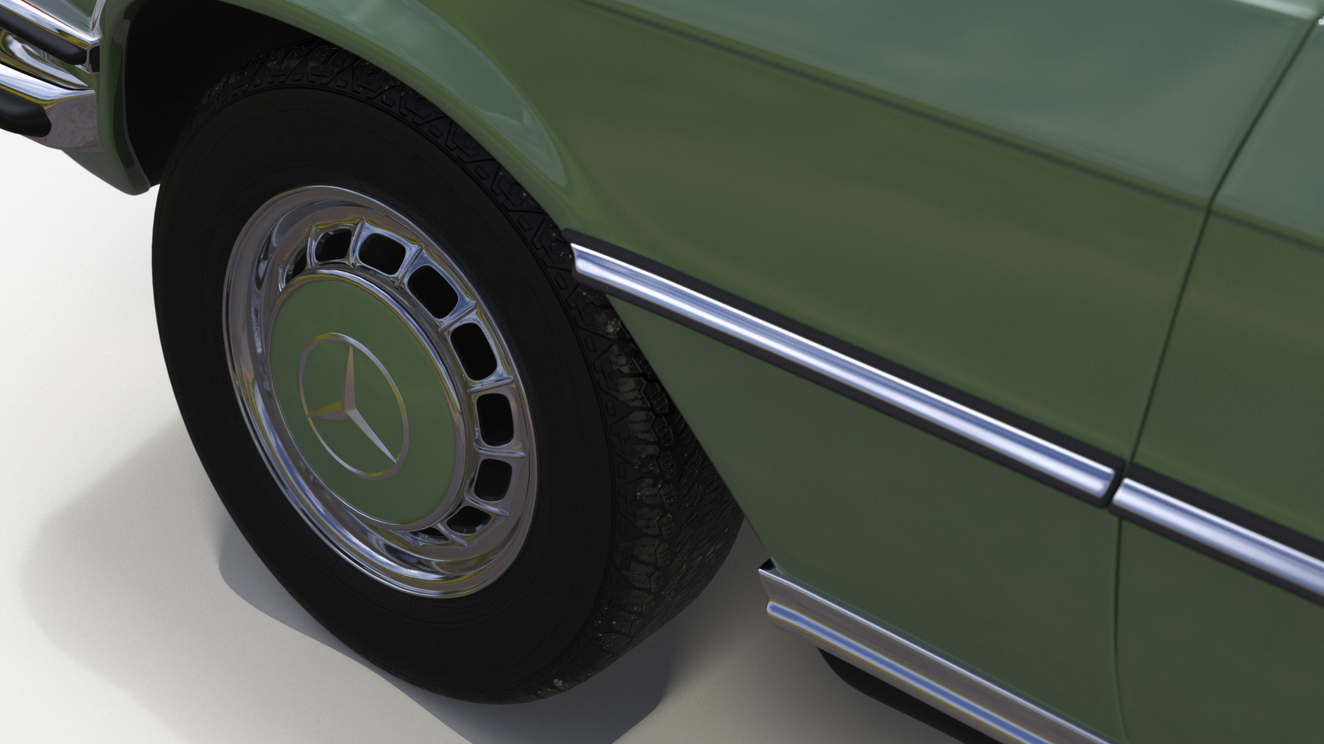 3D model Classic Mercedes Benz 350 SE Green Simplified