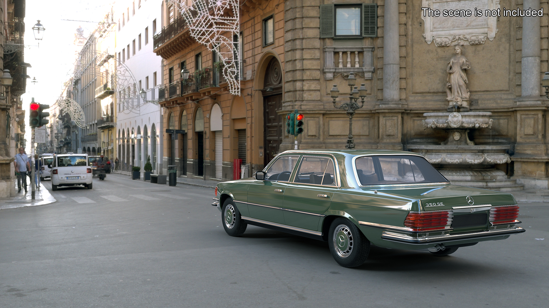 3D model Classic Mercedes Benz 350 SE Green Simplified