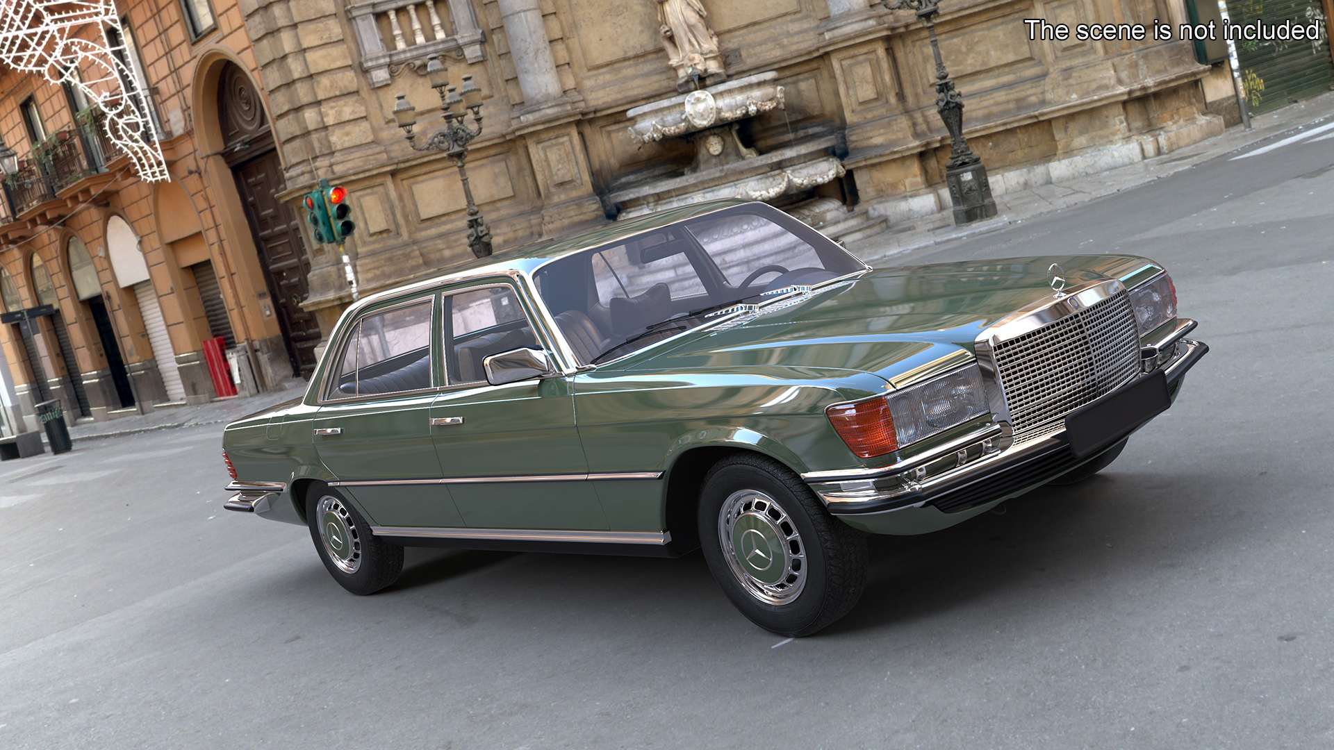 3D model Classic Mercedes Benz 350 SE Green Simplified