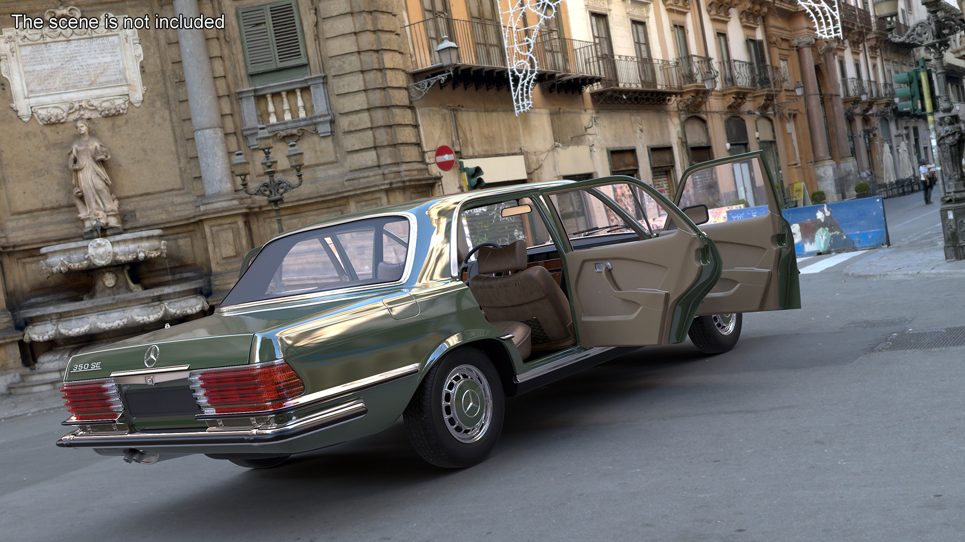 3D model Classic Mercedes Benz 350 SE Green Simplified