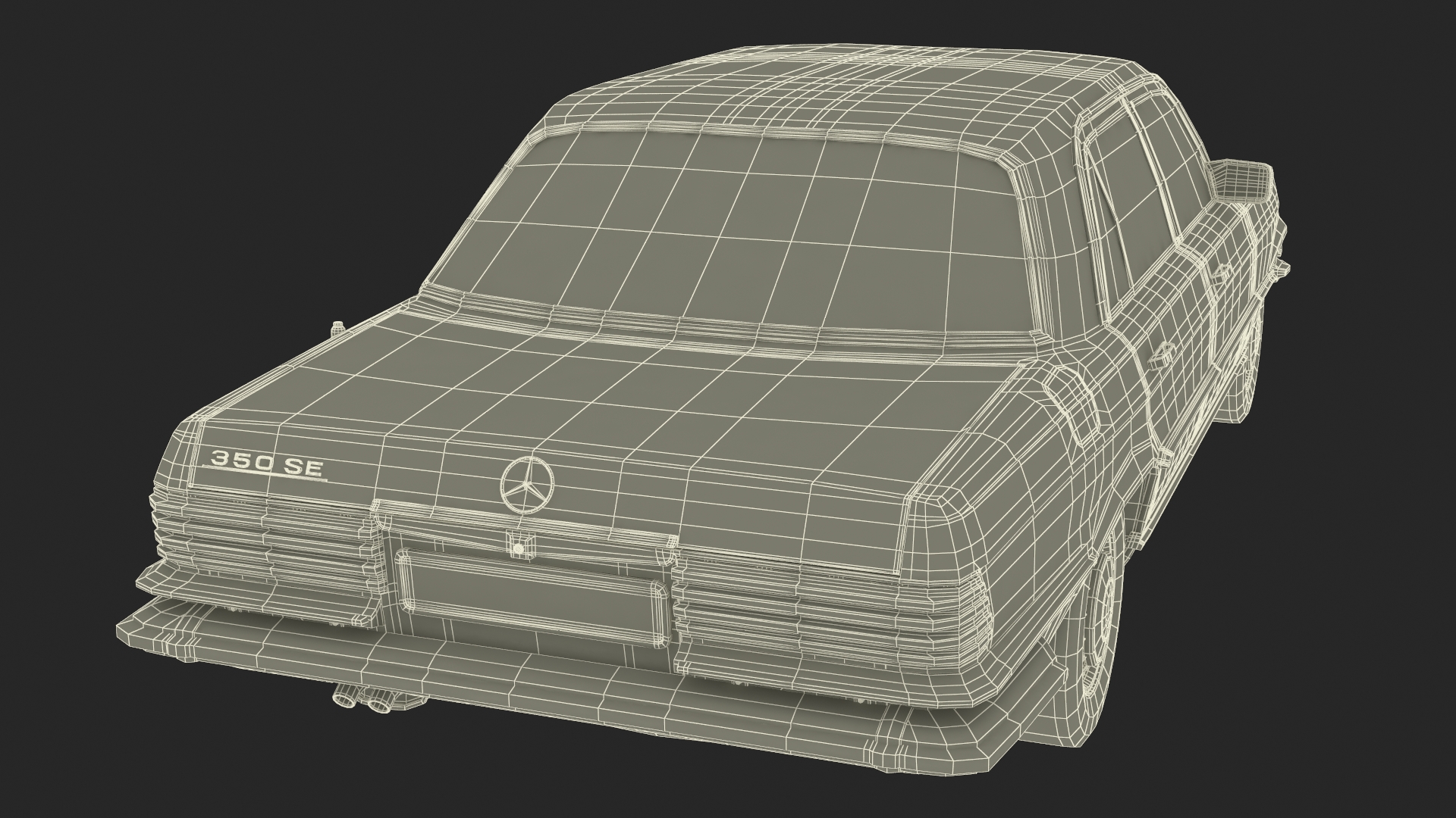 3D model Classic Mercedes Benz 350 SE Green Simplified