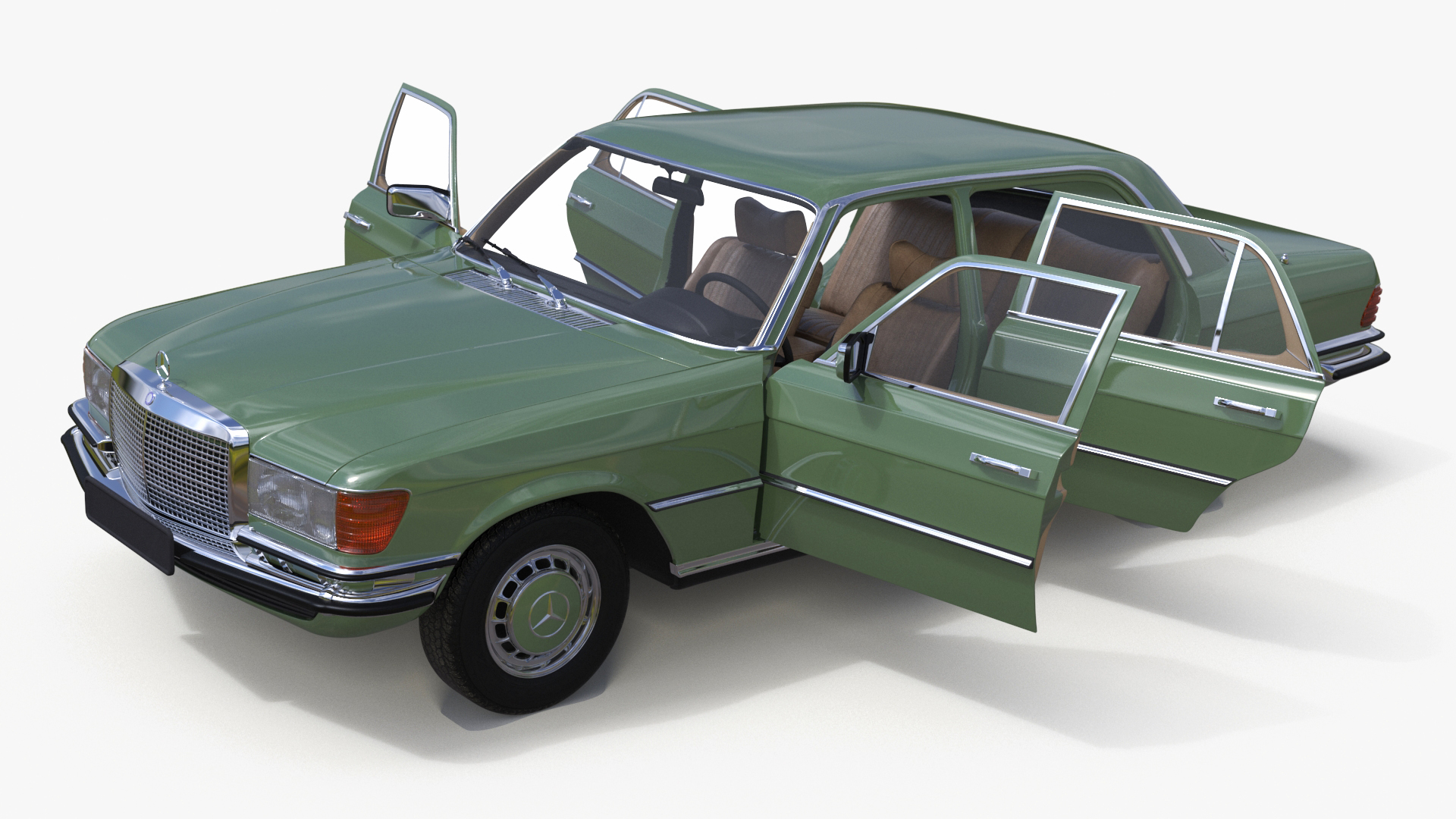 3D model Classic Mercedes Benz 350 SE Green Simplified