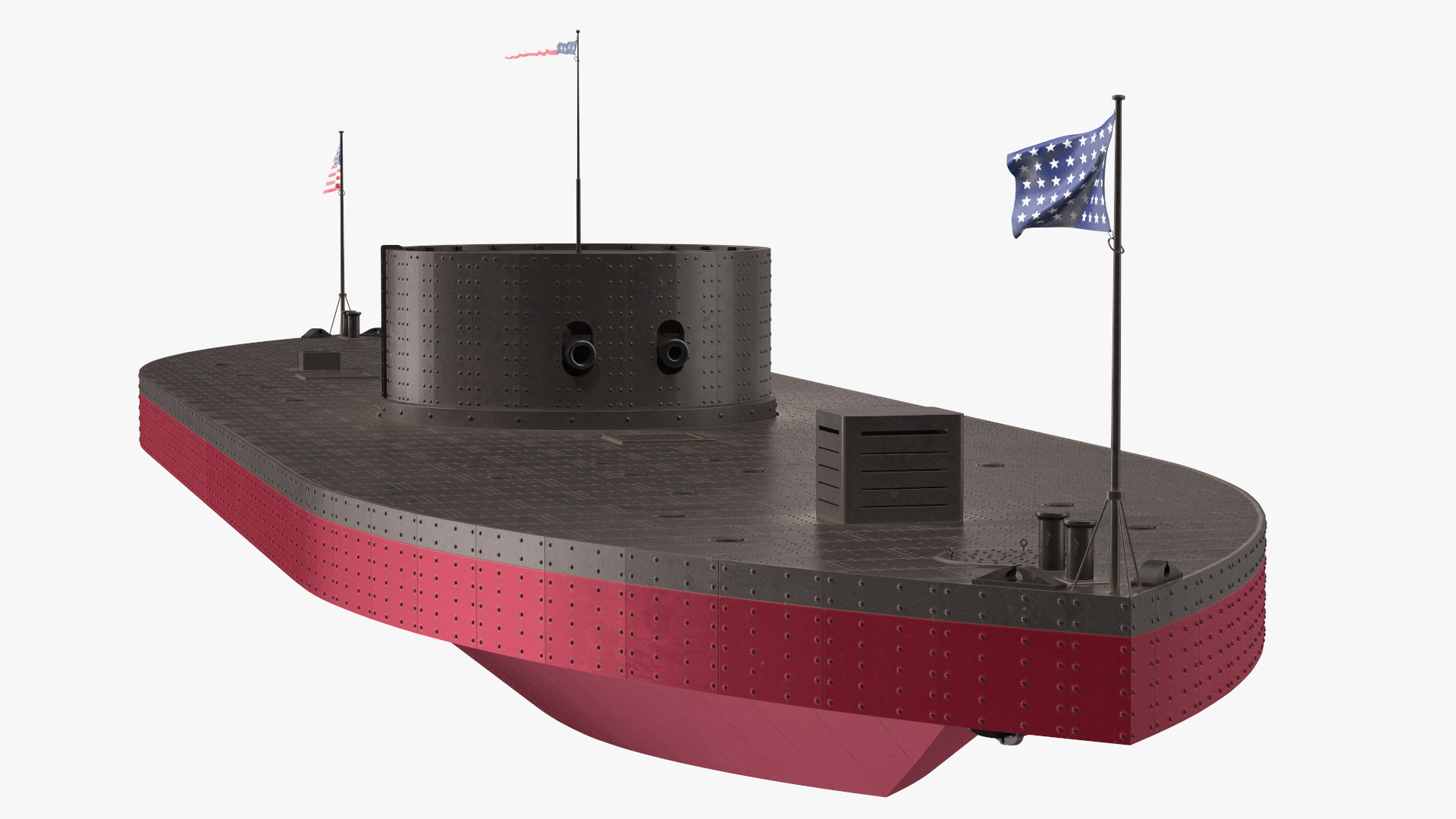 3D US Civil War Warship New Rigged