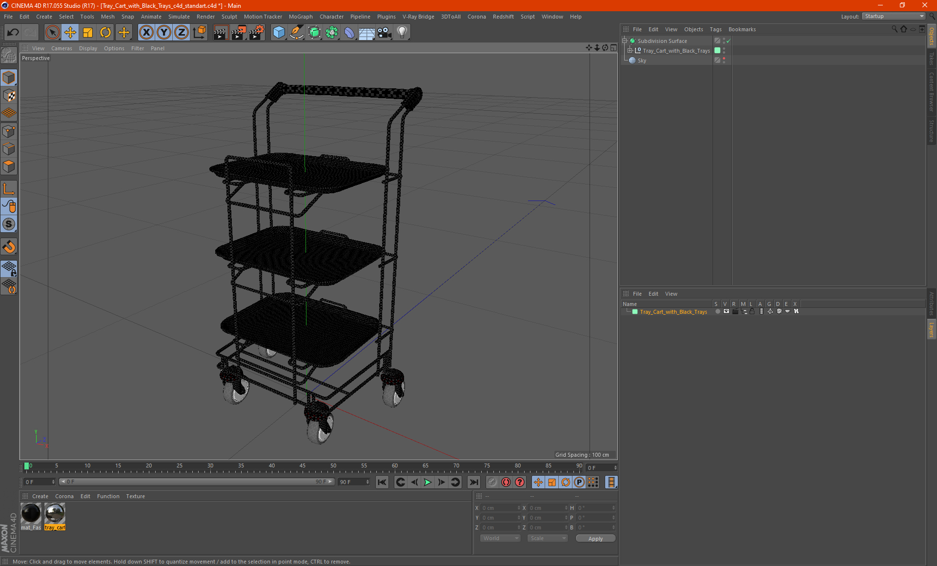 3D Tray Cart with Black Trays