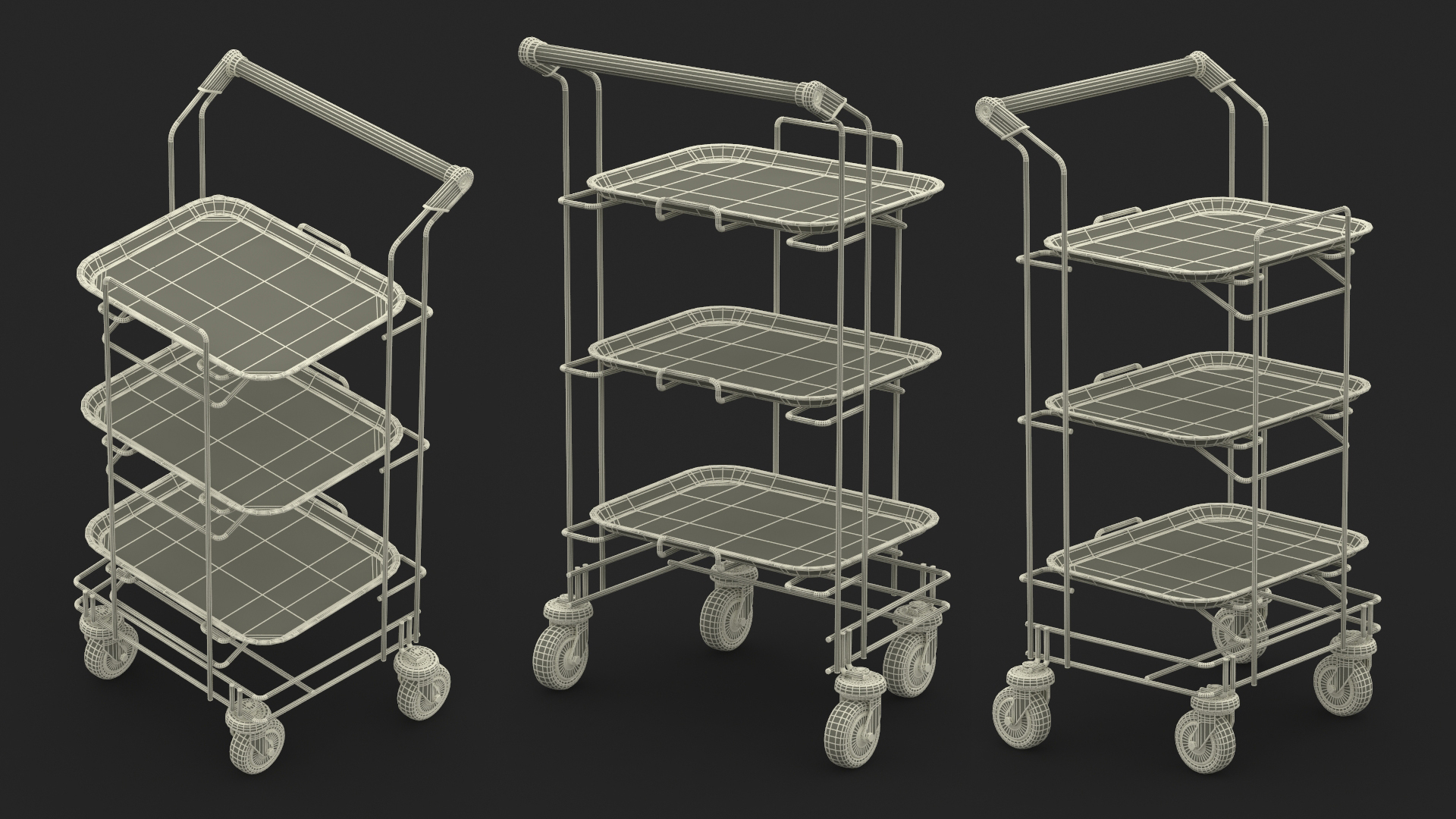 3D Tray Cart with Black Trays