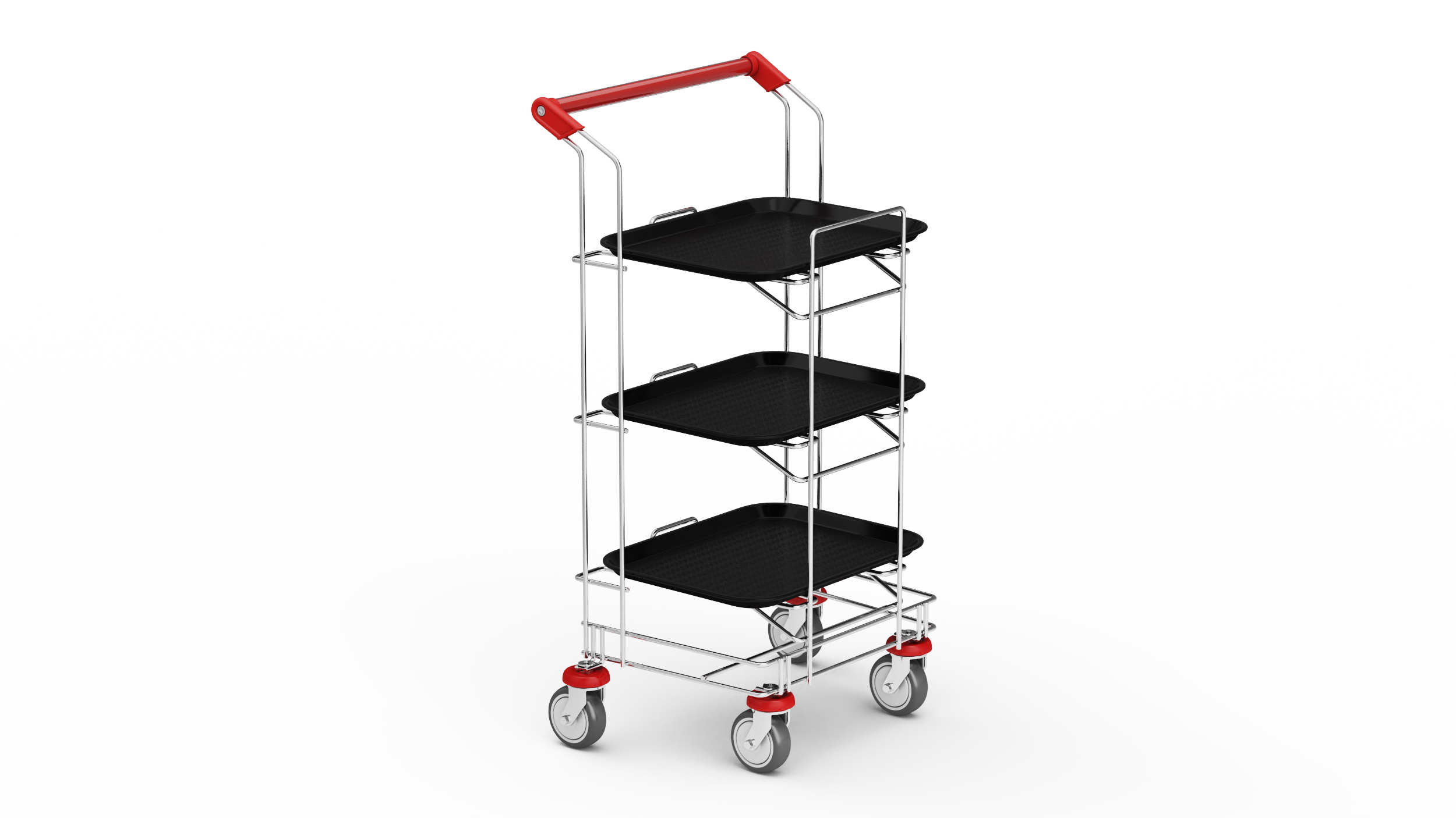 3D Tray Cart with Black Trays