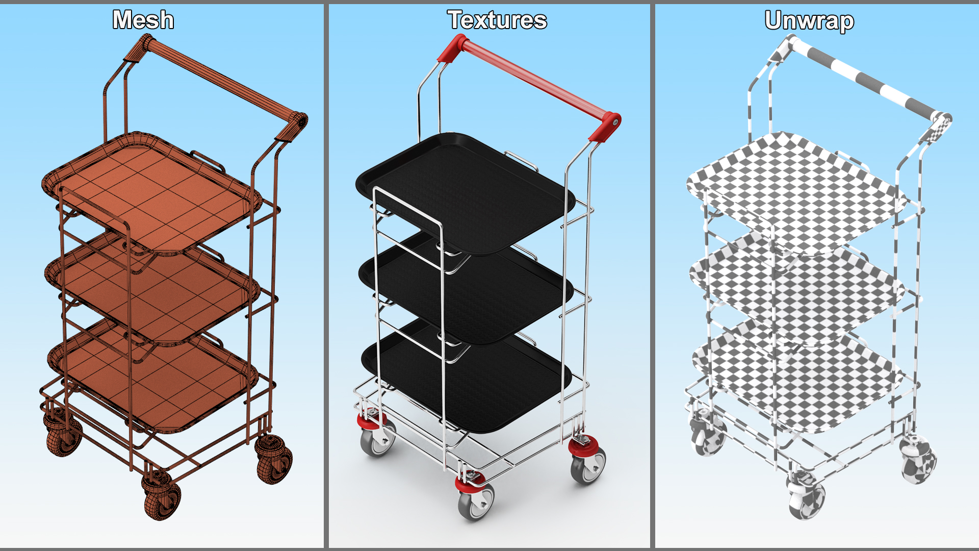 3D Tray Cart with Black Trays