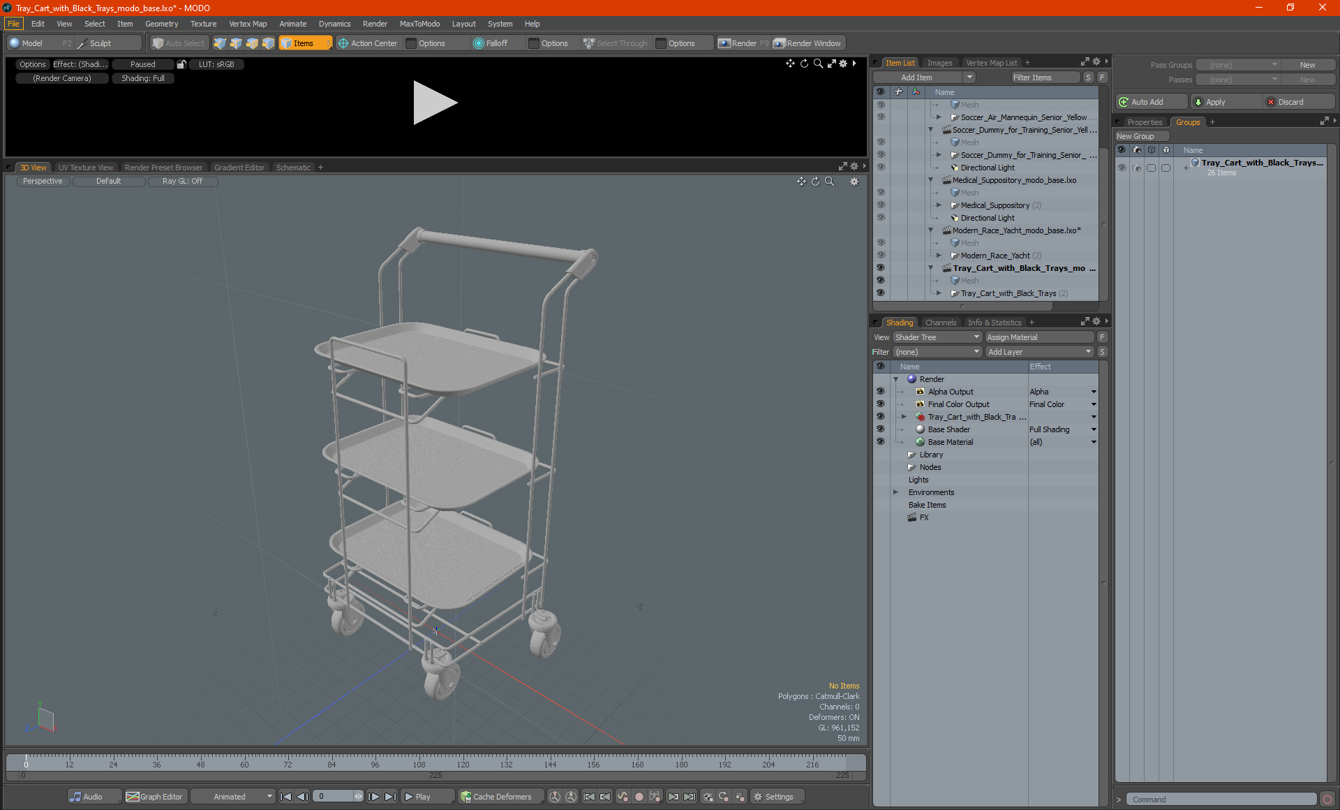 3D Tray Cart with Black Trays