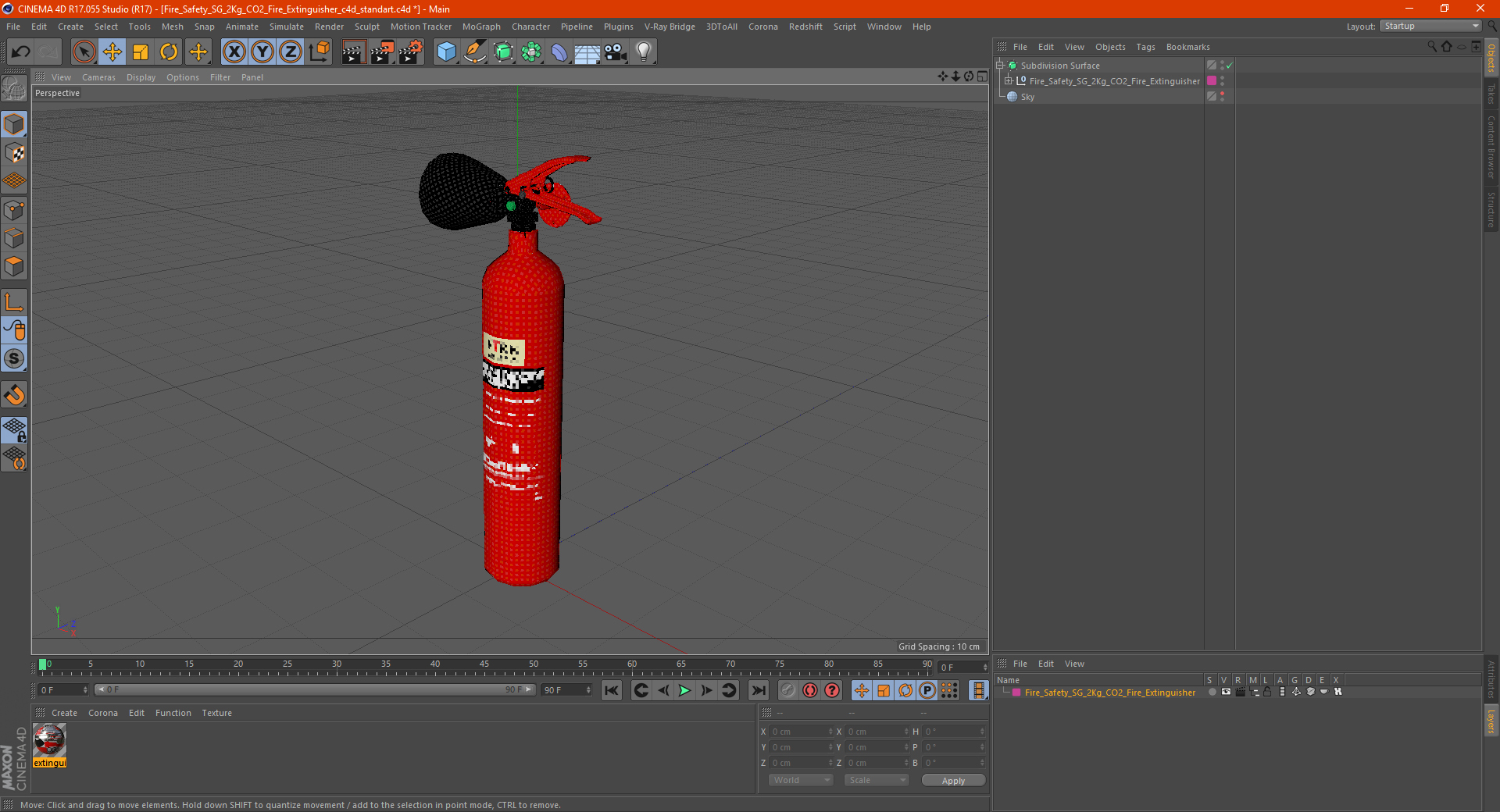 3D model Fire Safety SG 2Kg CO2 Fire Extinguisher