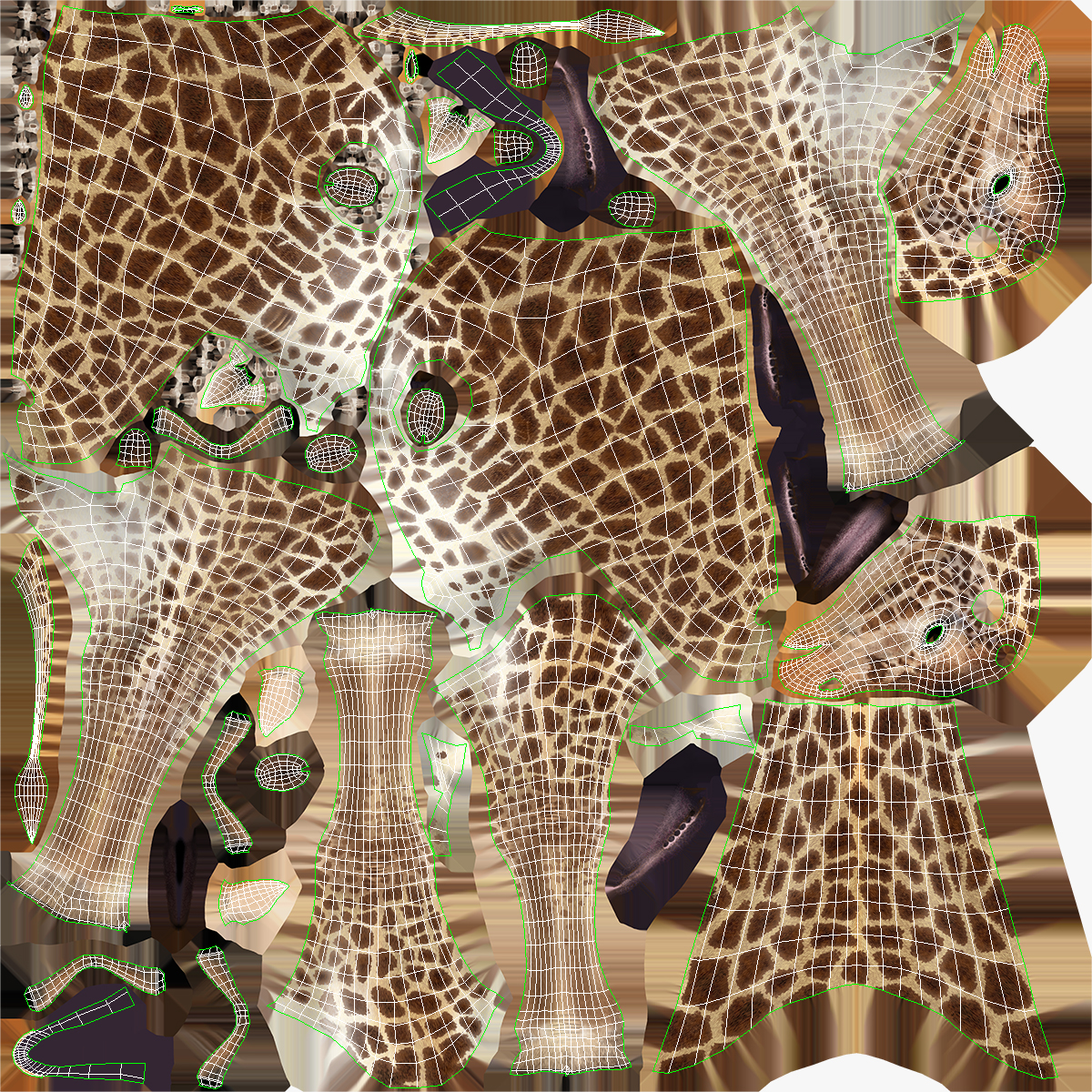 3D African Giraffe Fur Rigged