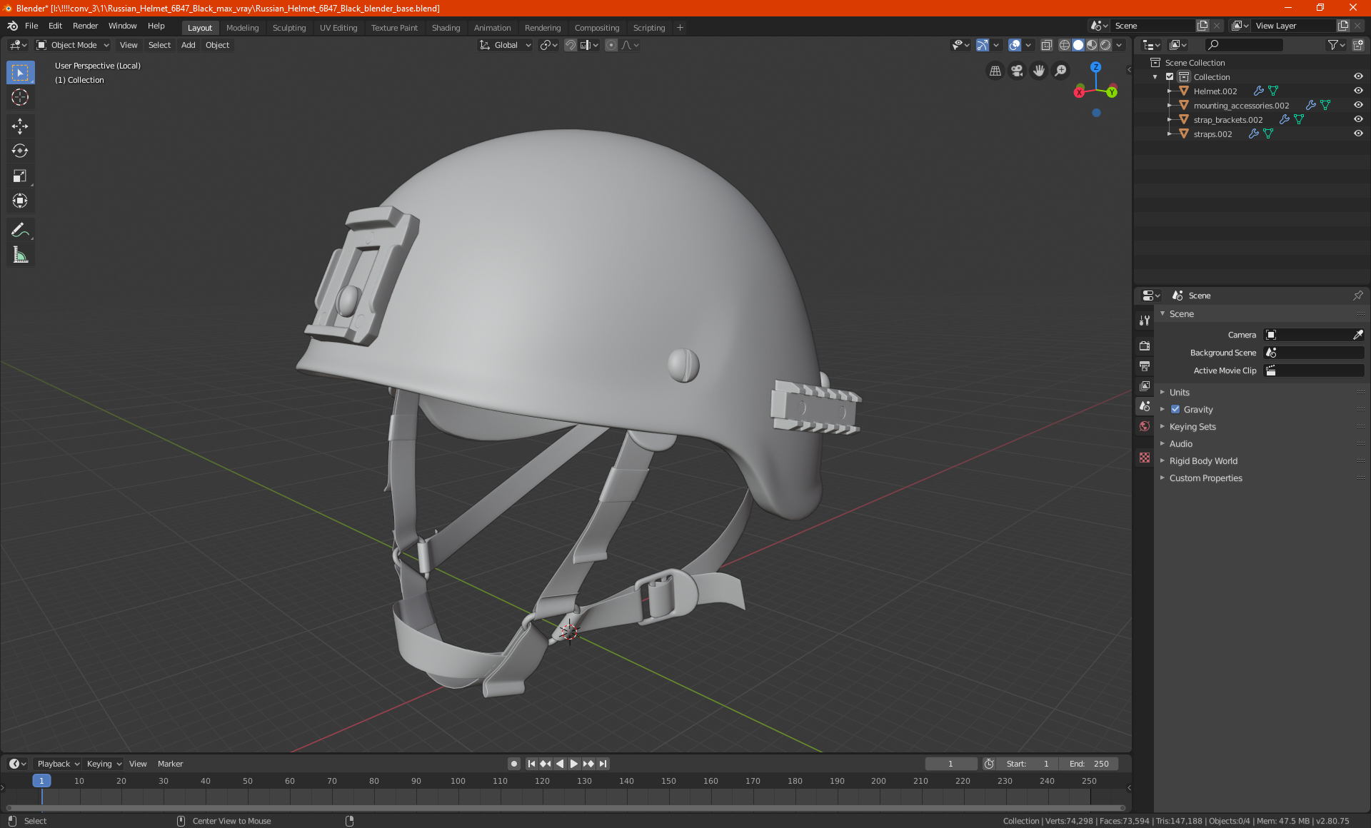 3D model Russian Helmet 6B47 Black