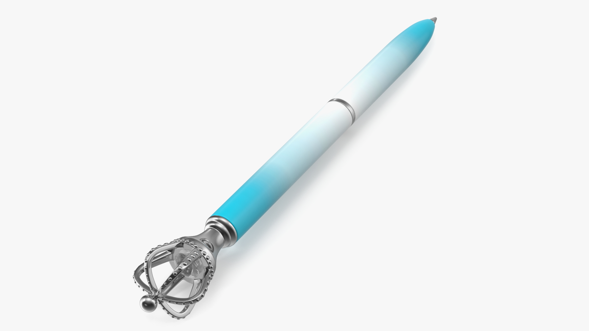 Ballpoint Pen with Crown Blue 3D model