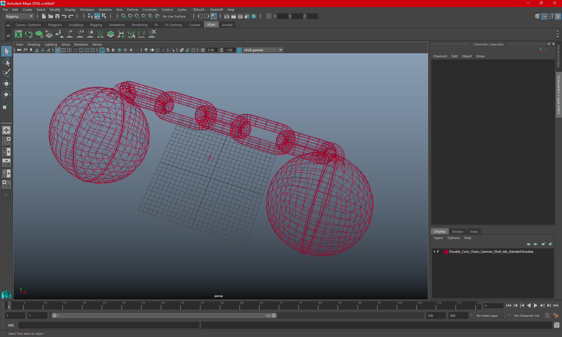 Double Core Chain Cannon Shot 3D model