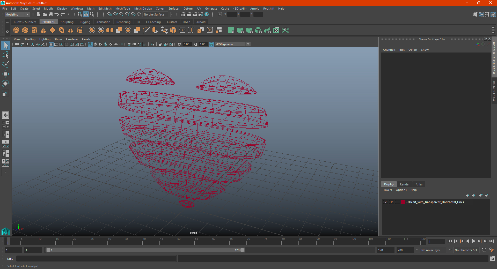 Heart with Transparent Horizontal Lines 3D model