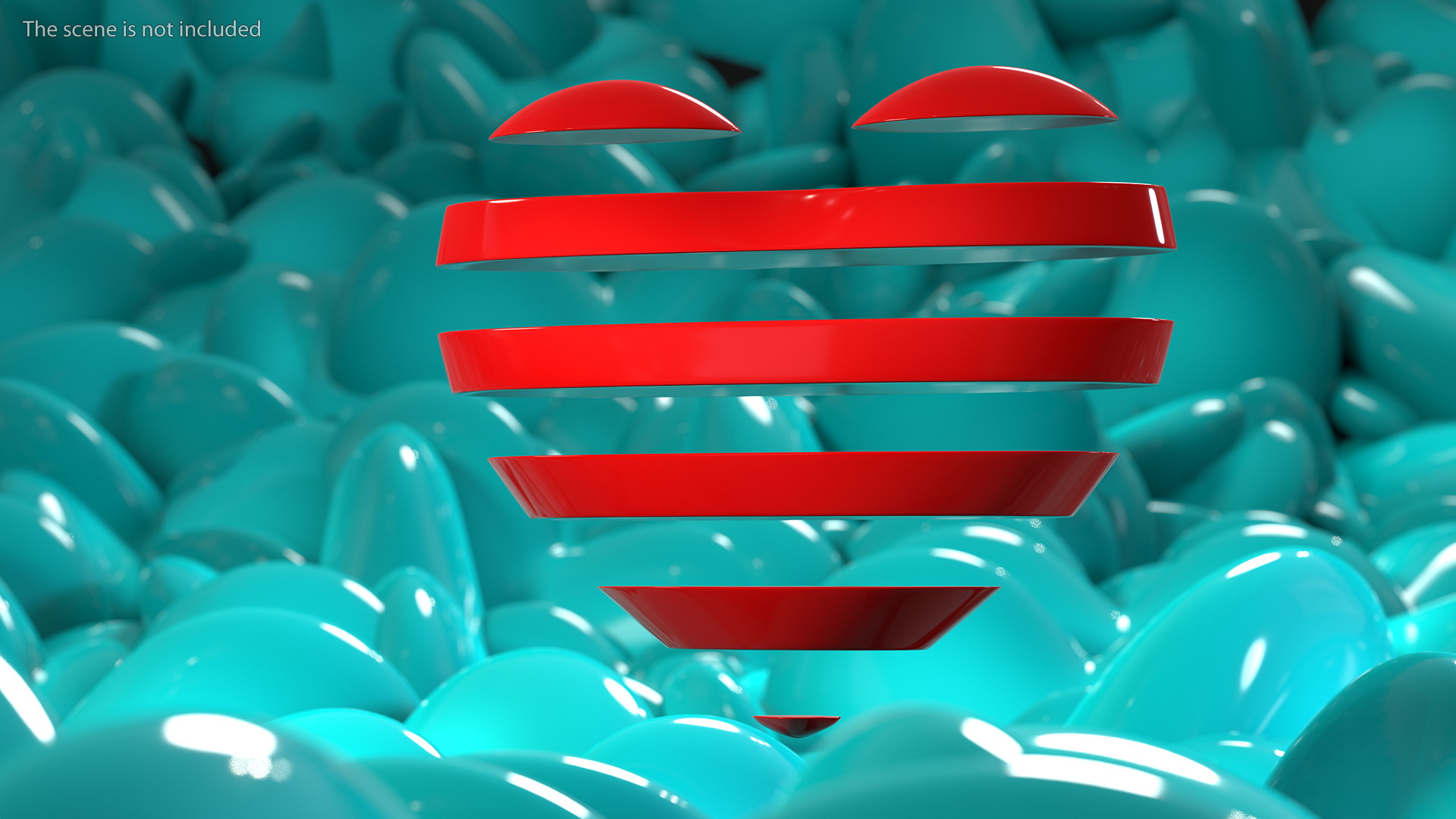 Heart with Transparent Horizontal Lines 3D model