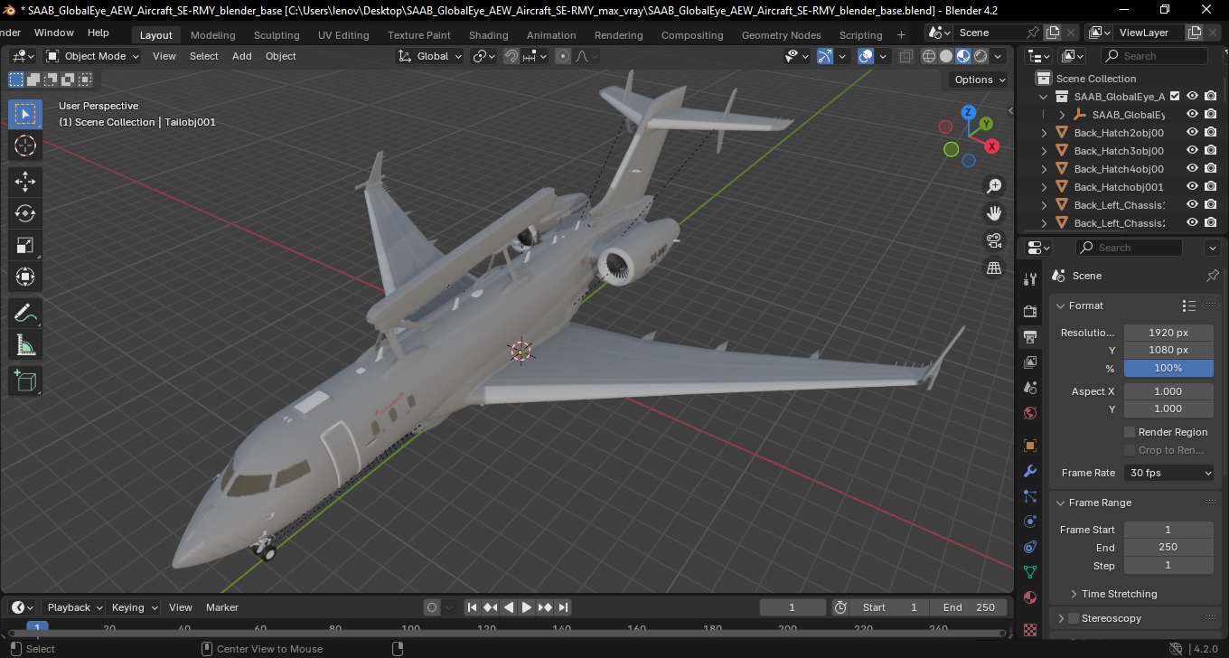 SAAB GlobalEye AEW Aircraft SE-RMY 3D model