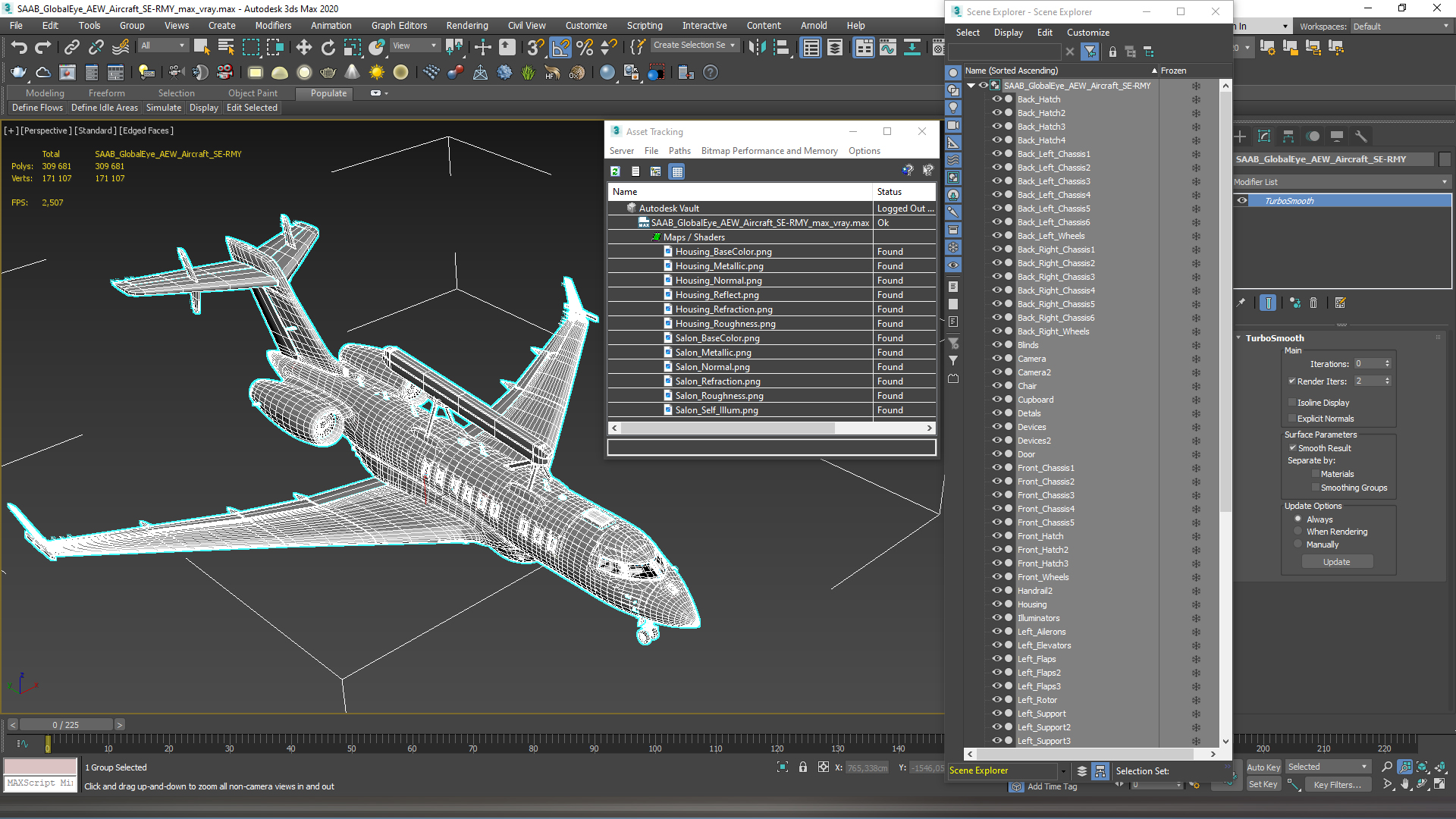 SAAB GlobalEye AEW Aircraft SE-RMY 3D model