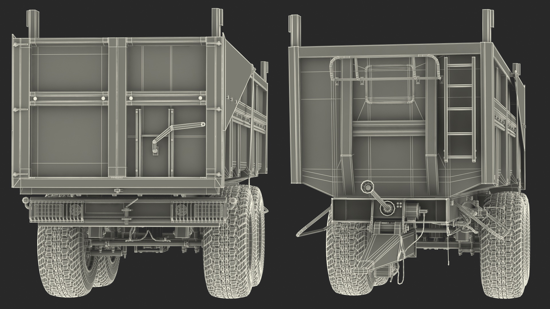 Tractor with Body Tipper Trailer 3D