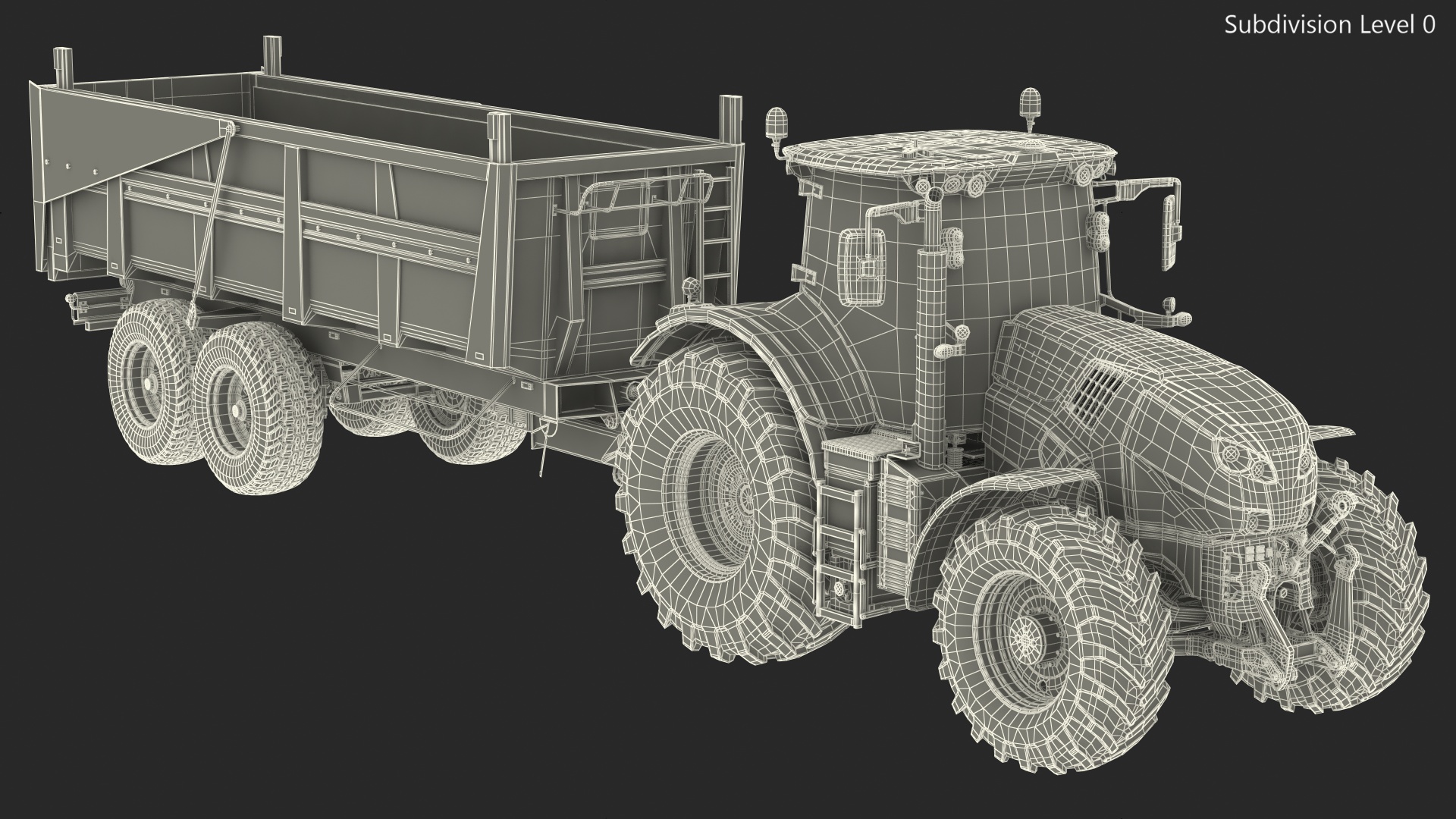 Tractor with Body Tipper Trailer 3D