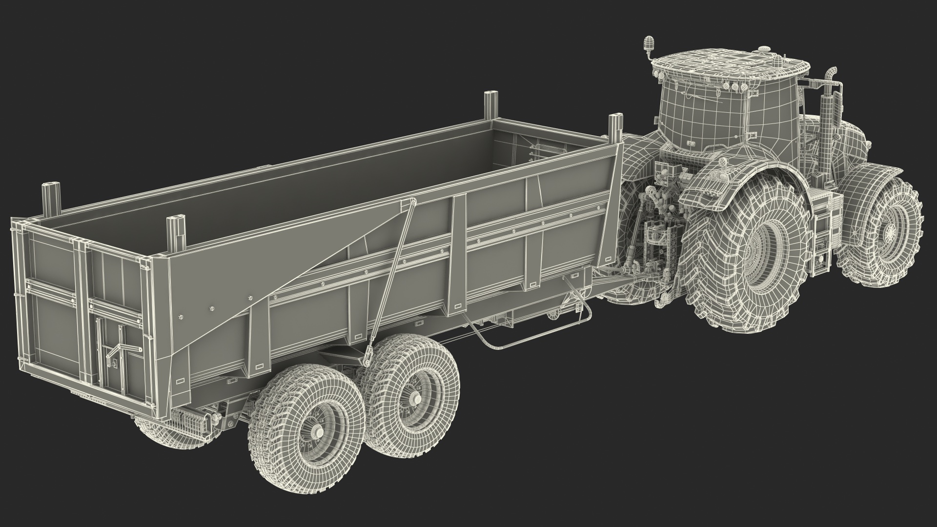 Tractor with Body Tipper Trailer 3D