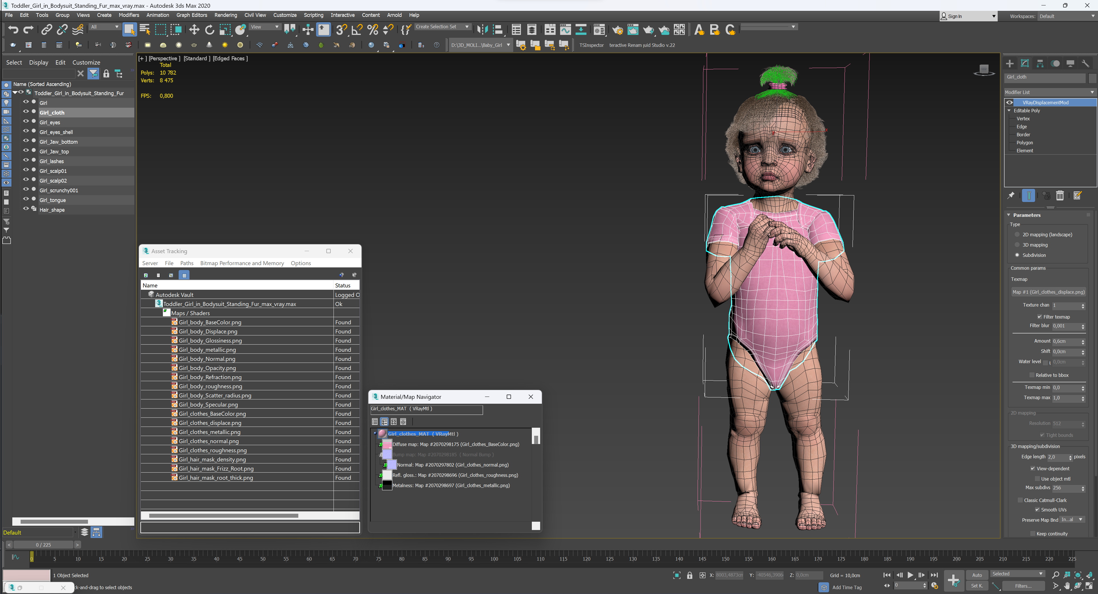 Toddler Girl in Bodysuit Standing Fur 3D