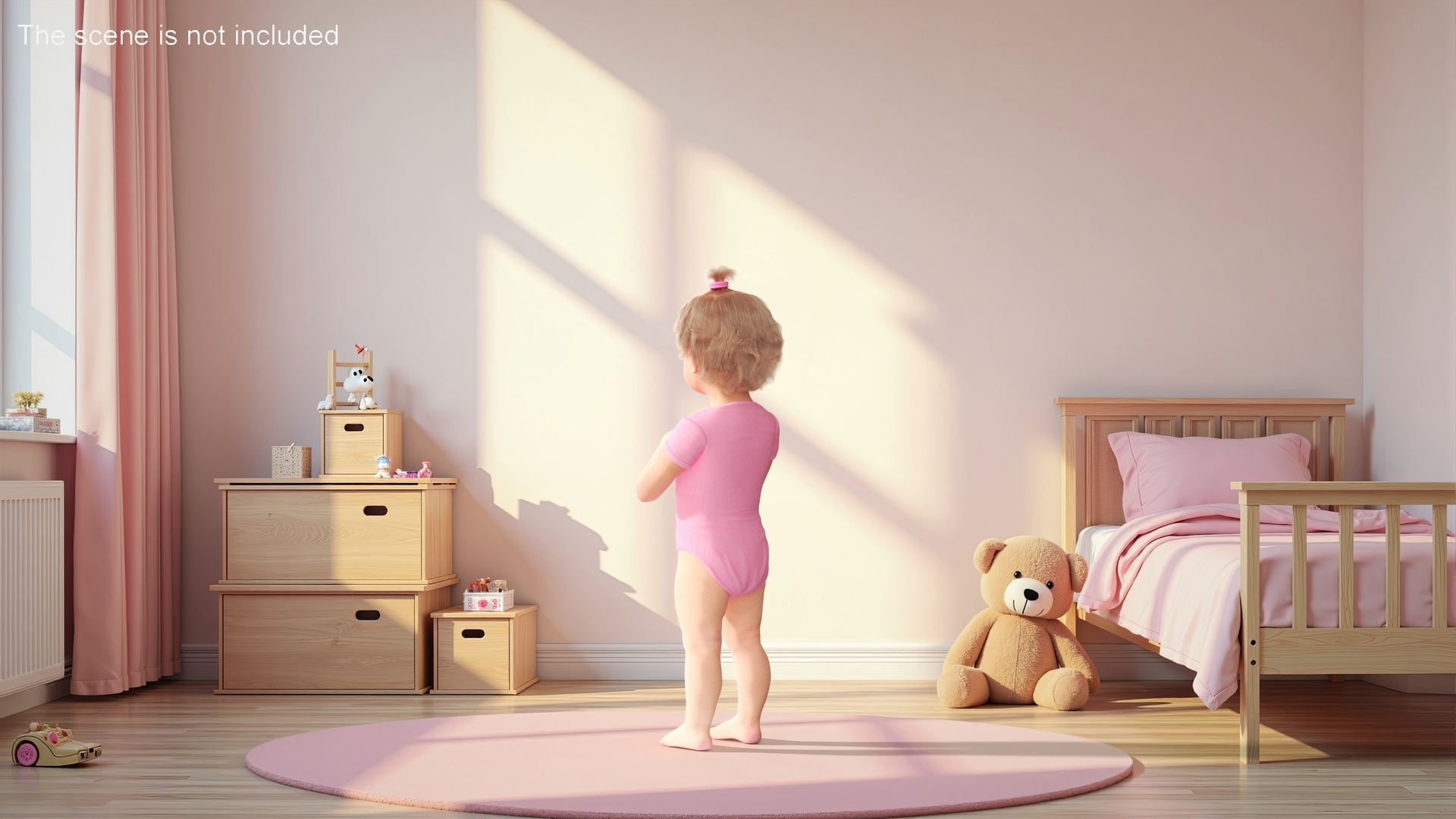 Toddler Girl in Bodysuit Standing Fur 3D