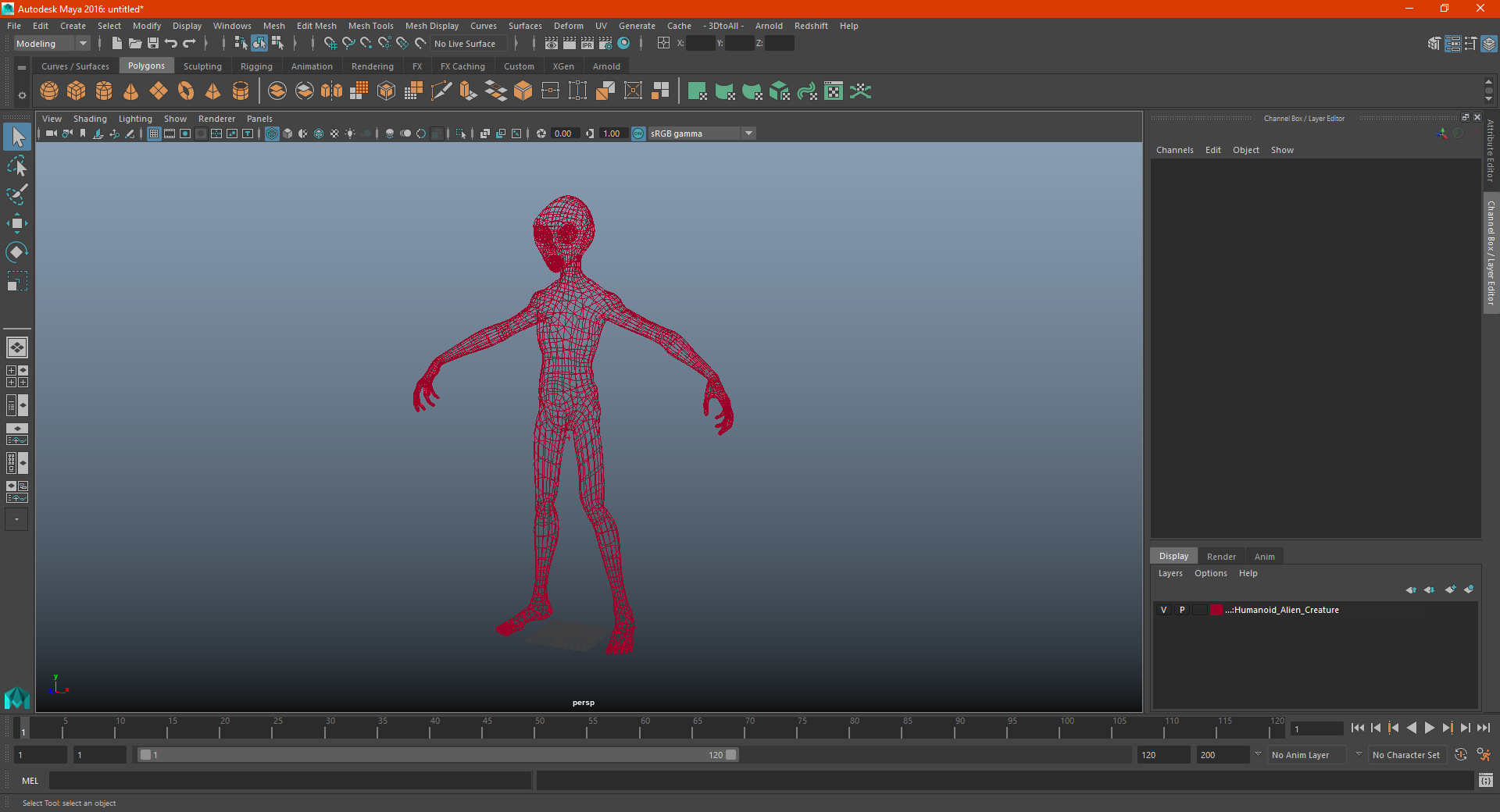 3D Humanoid Alien Creature model