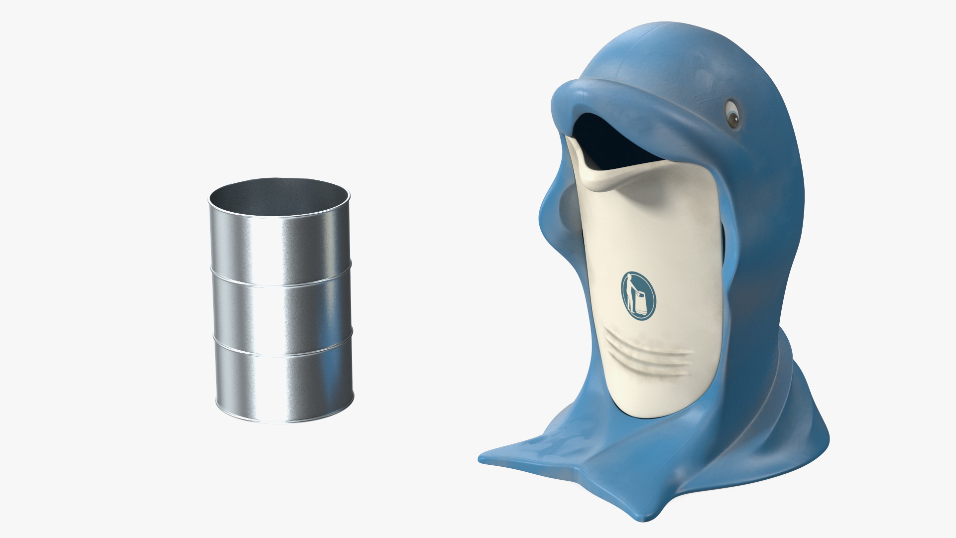 Used Dolphin-Shaped Trash Can 3D model