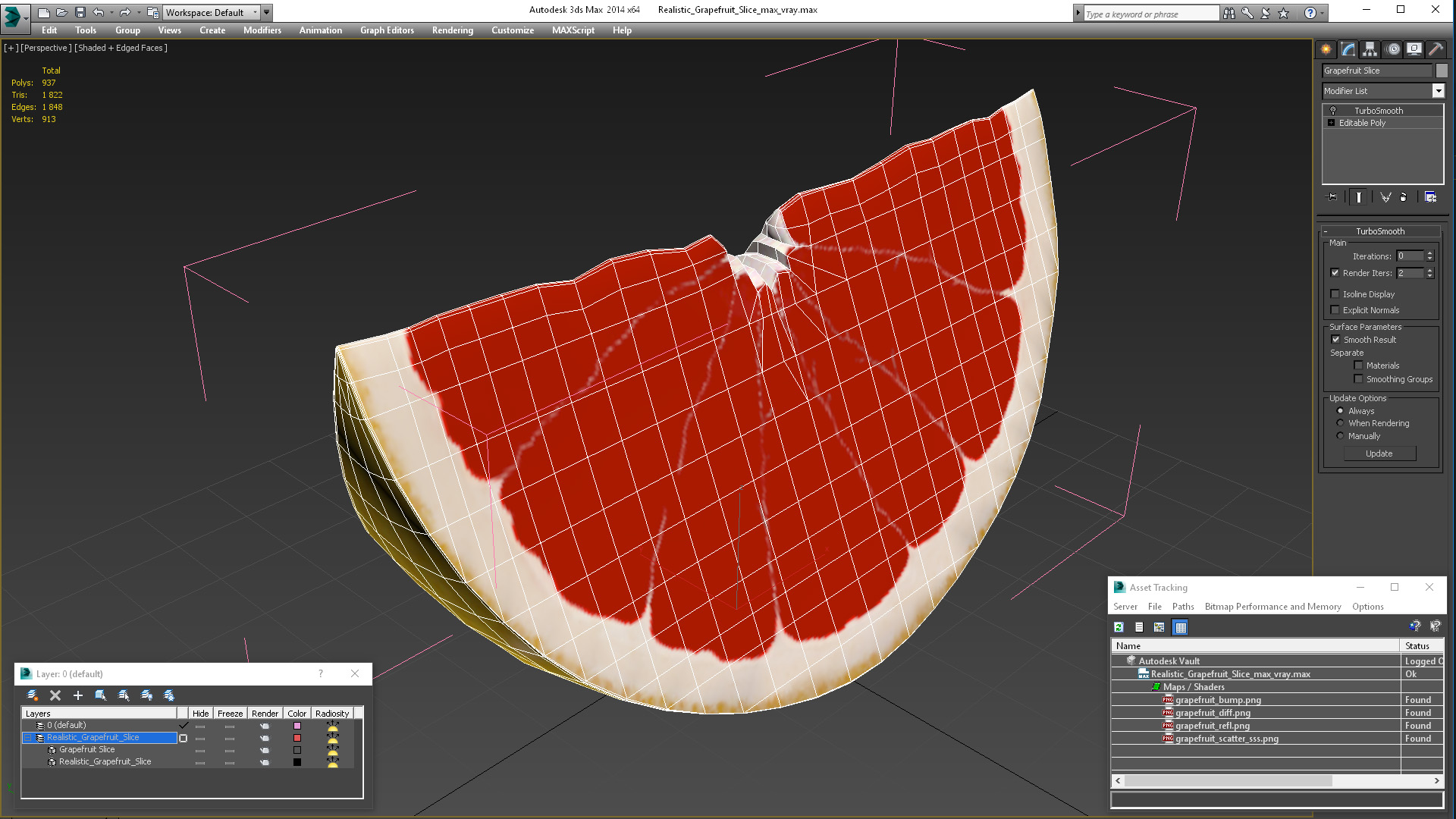 3D Realistic Grapefruit Slice