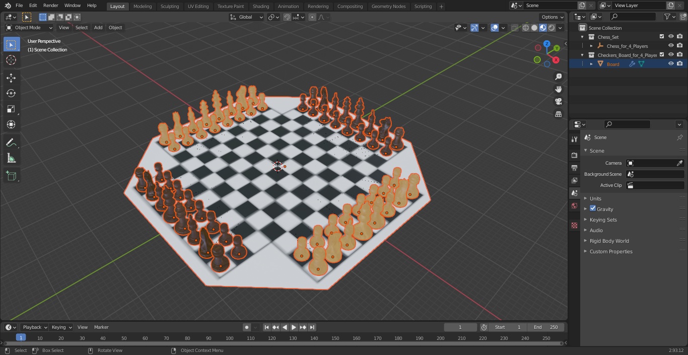 Chess for 4 Players 3D model