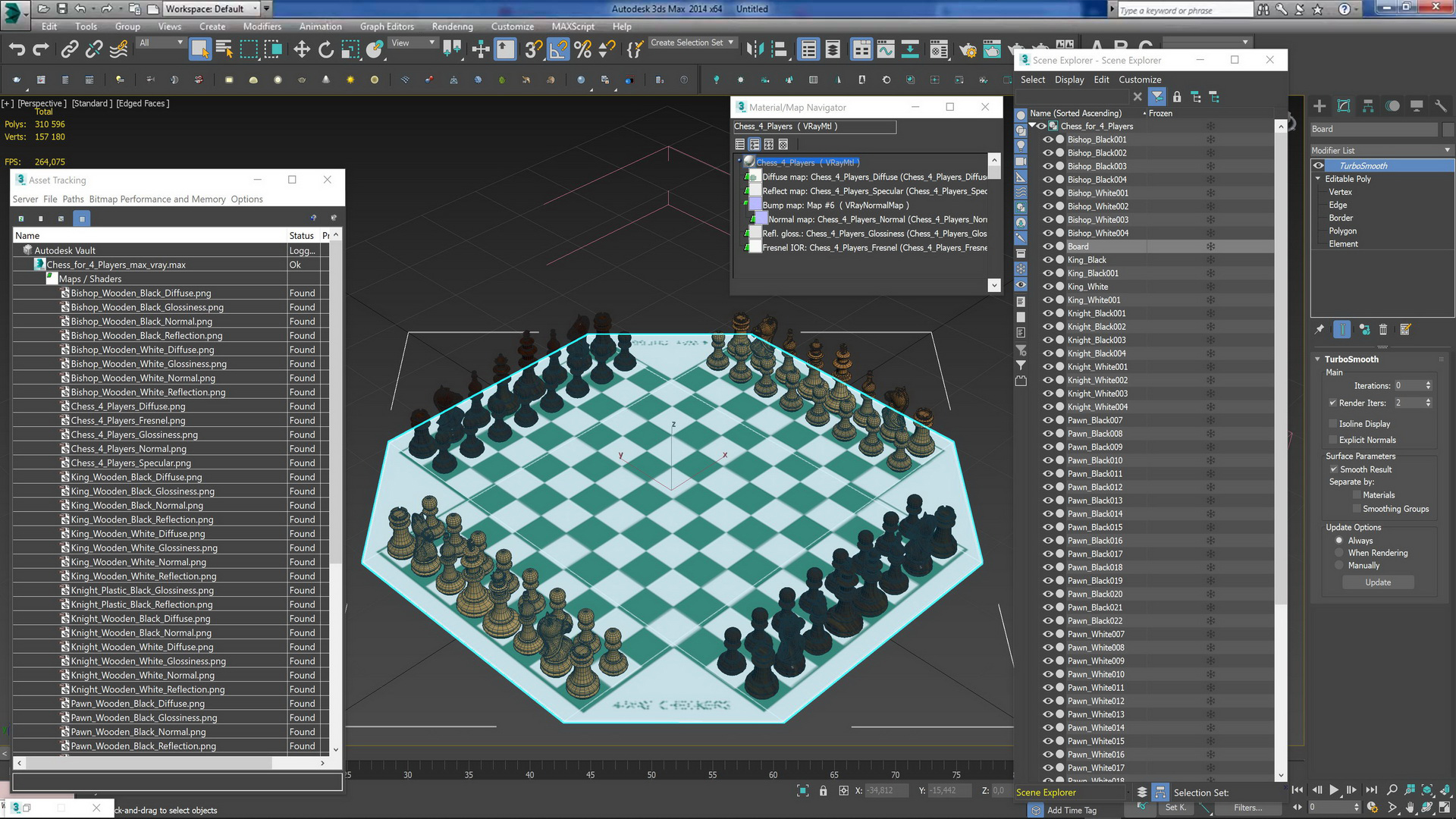 Chess for 4 Players 3D model