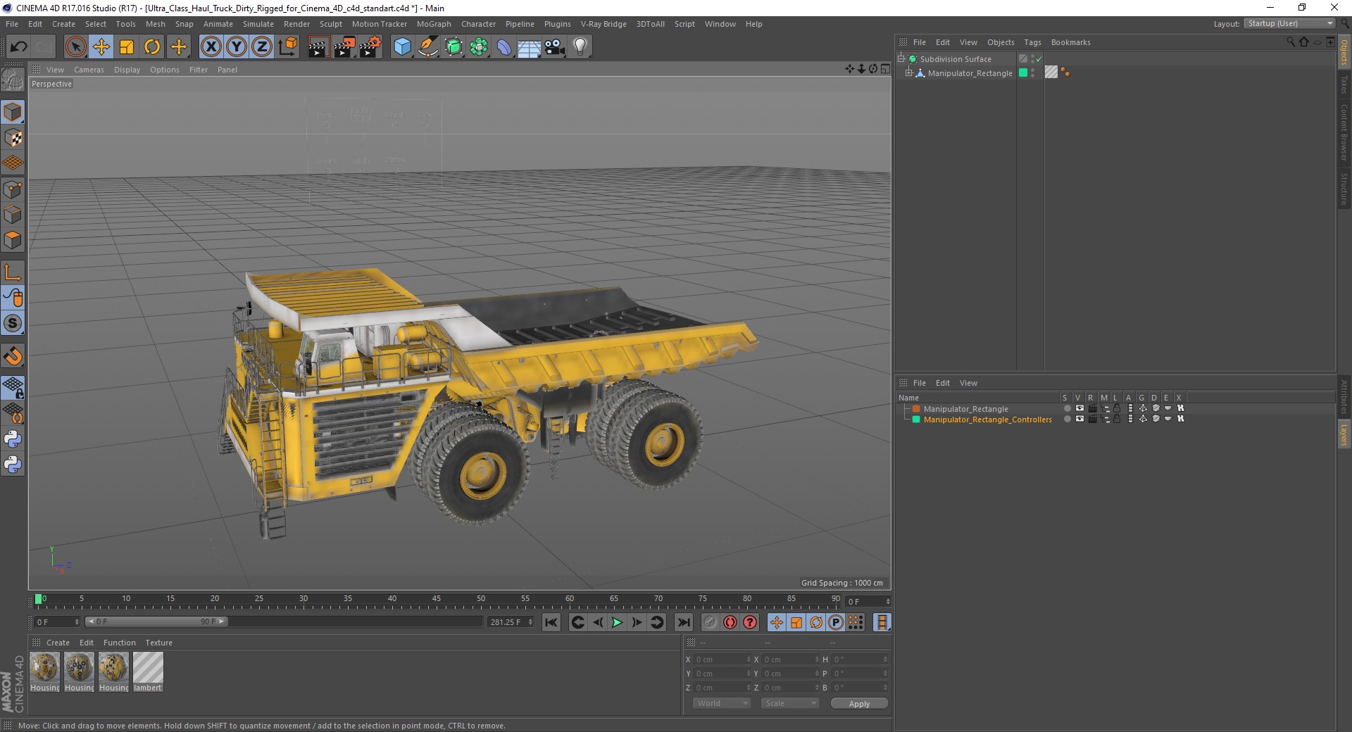 Ultra Class Haul Truck Dirty Rigged for Cinema 4D 3D model