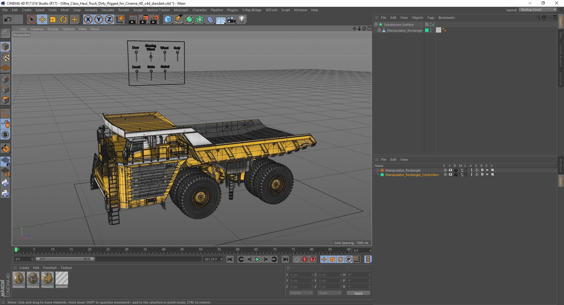 Ultra Class Haul Truck Dirty Rigged for Cinema 4D 3D model