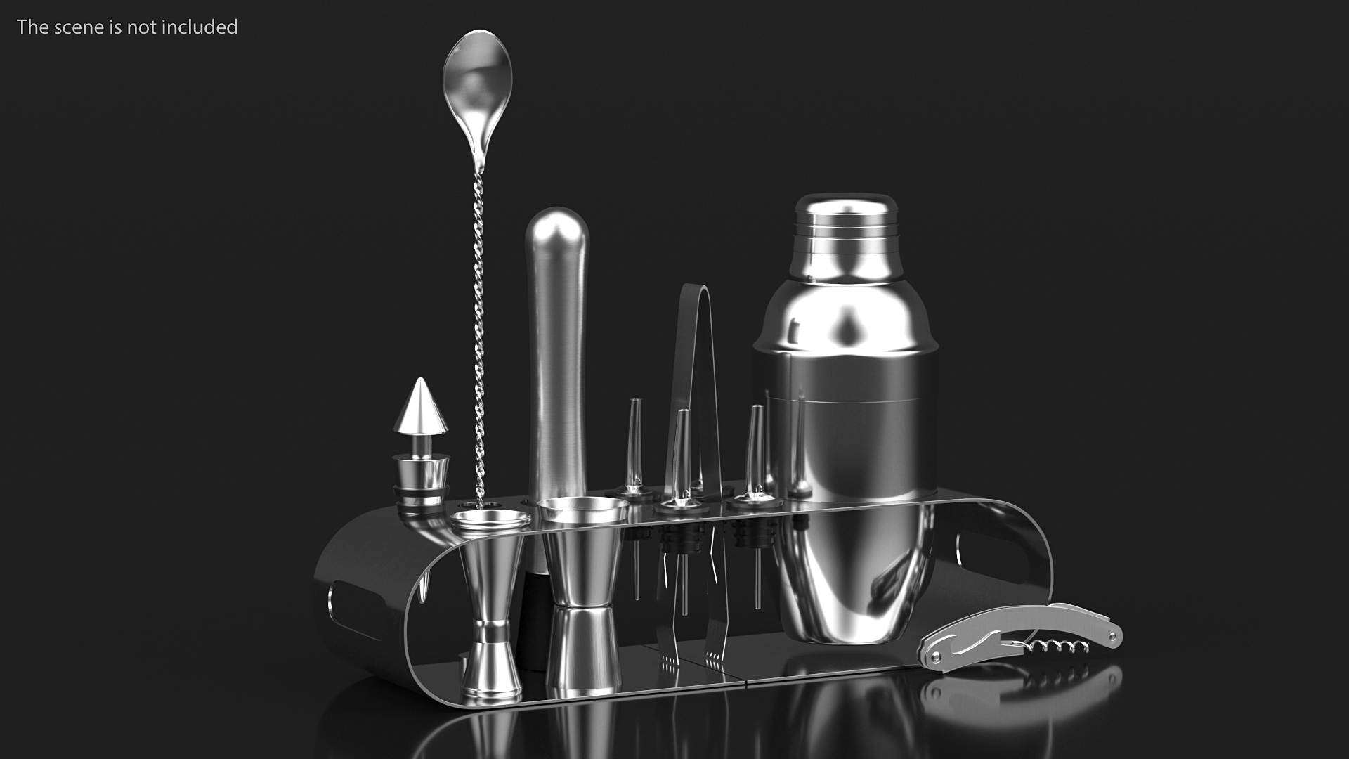 3D Bartender Kit 12 Piece Stainless Steel model