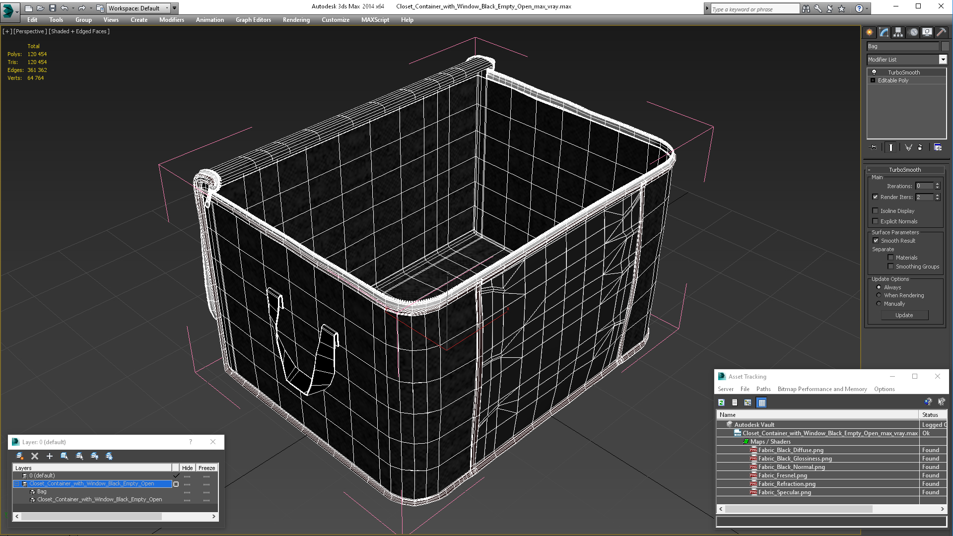 3D model Closet Container with Window Black Empty Open