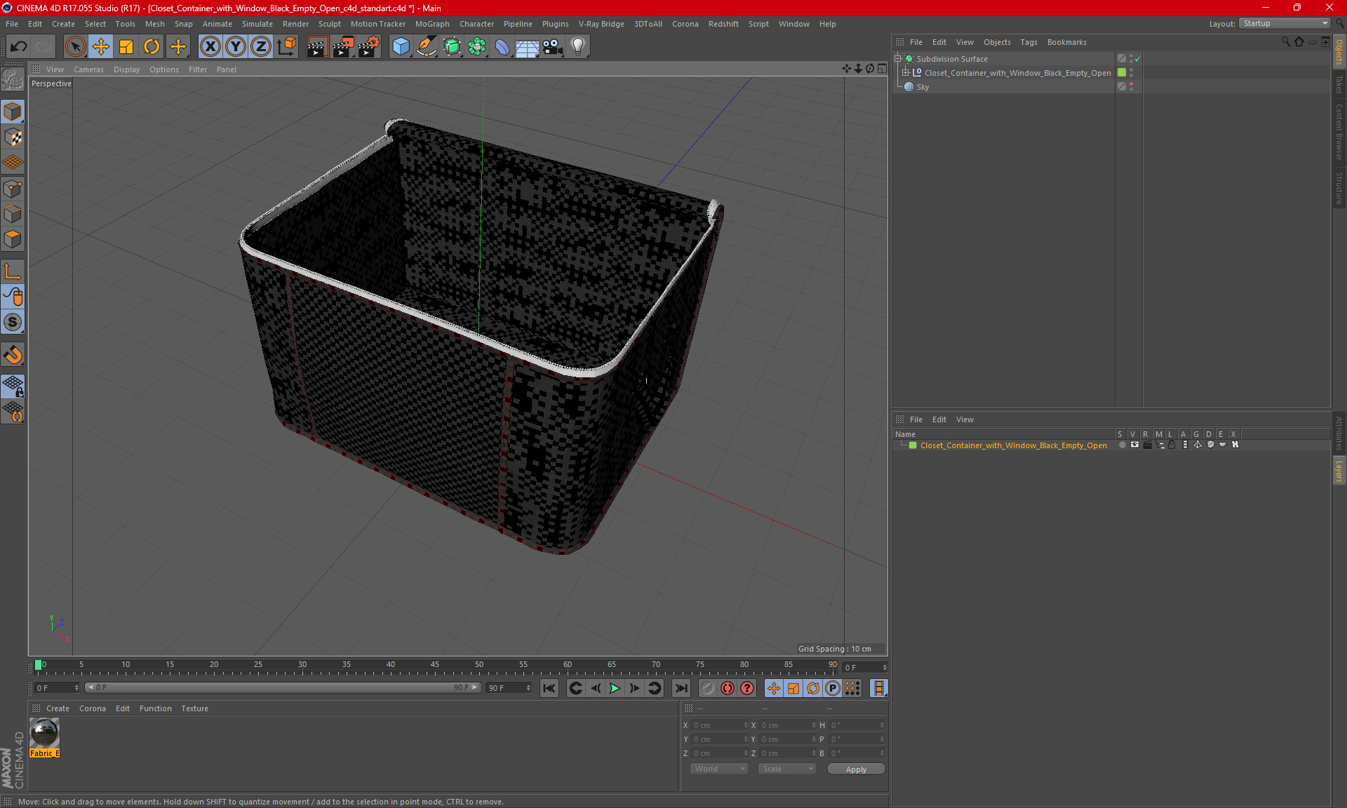 3D model Closet Container with Window Black Empty Open