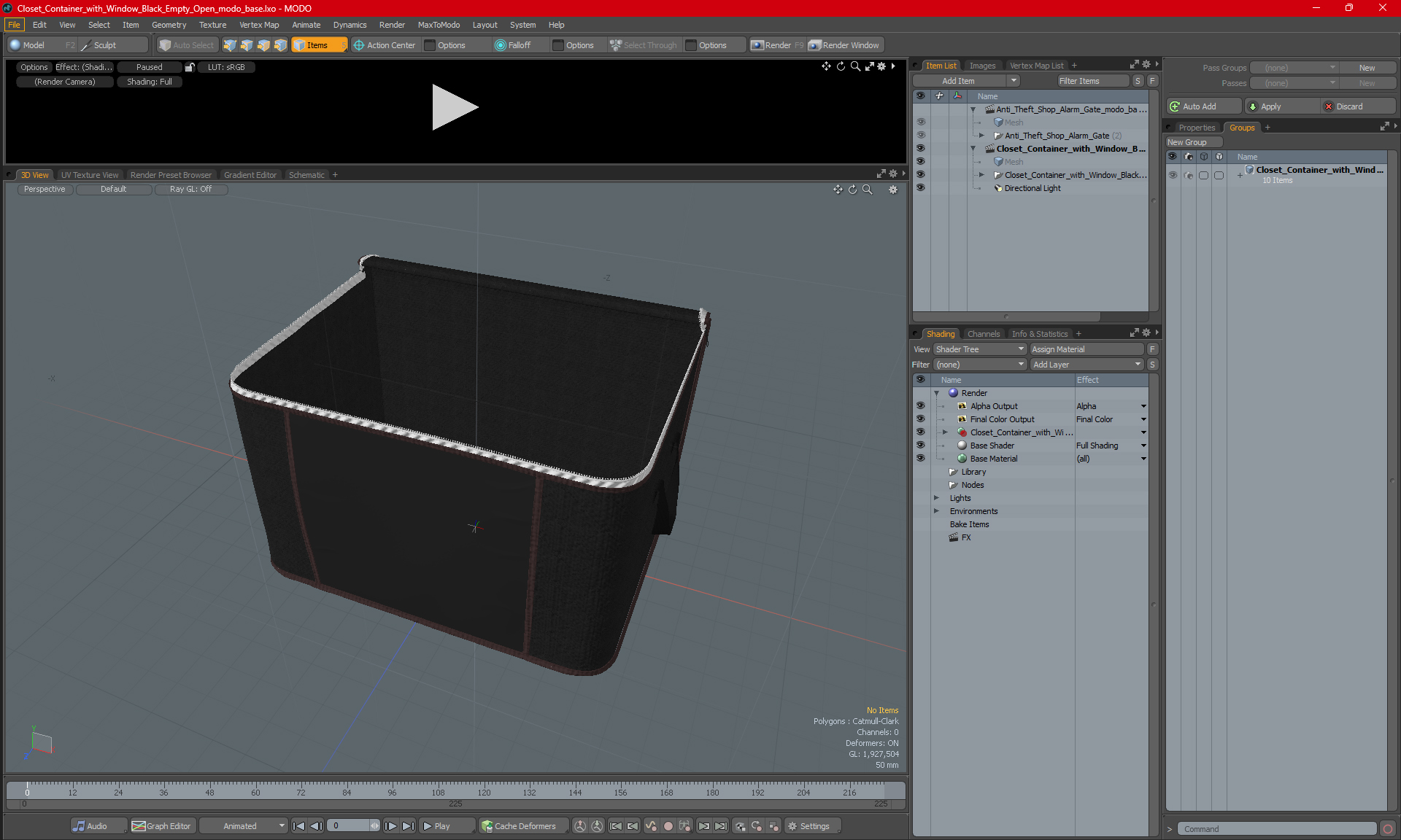 3D model Closet Container with Window Black Empty Open