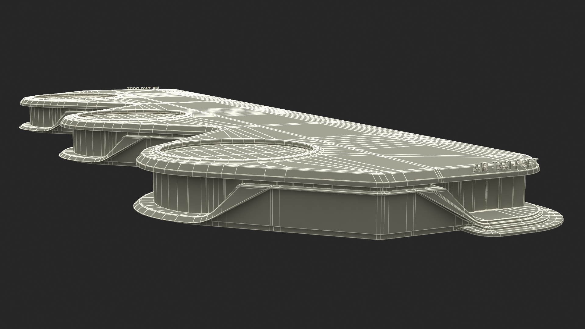 3D model Air Taxi Port with 3 Take Off Areas