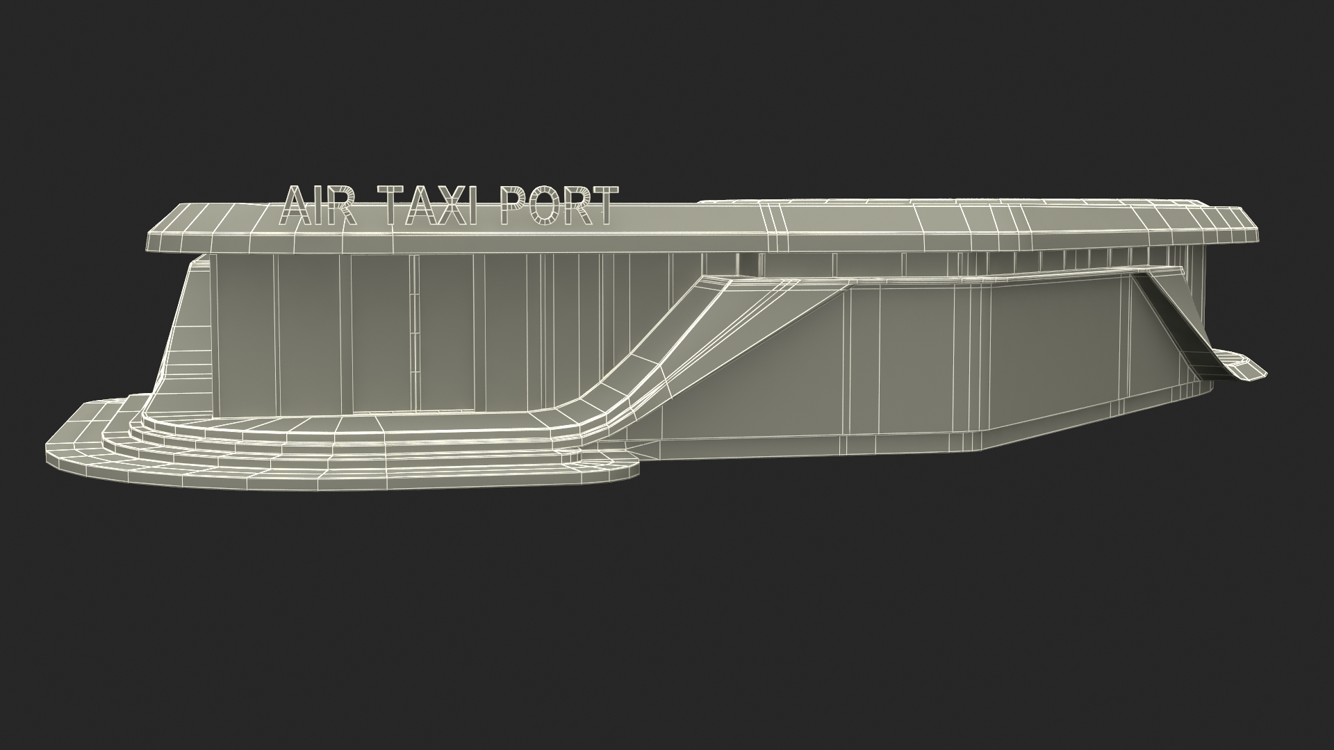 3D model Air Taxi Port with 3 Take Off Areas