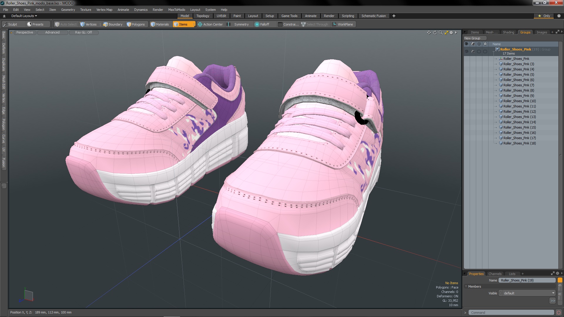 Roller Shoes Pink 3D